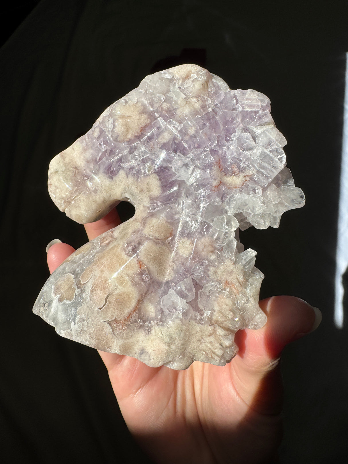 Hand Carved Flower Agate x Amethyst Pony