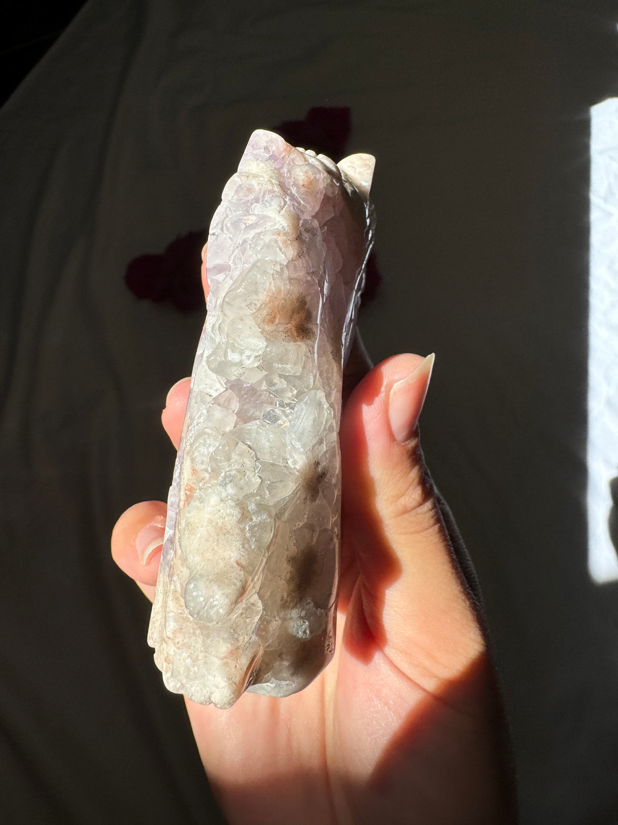 Hand Carved Flower Agate x Amethyst Pony