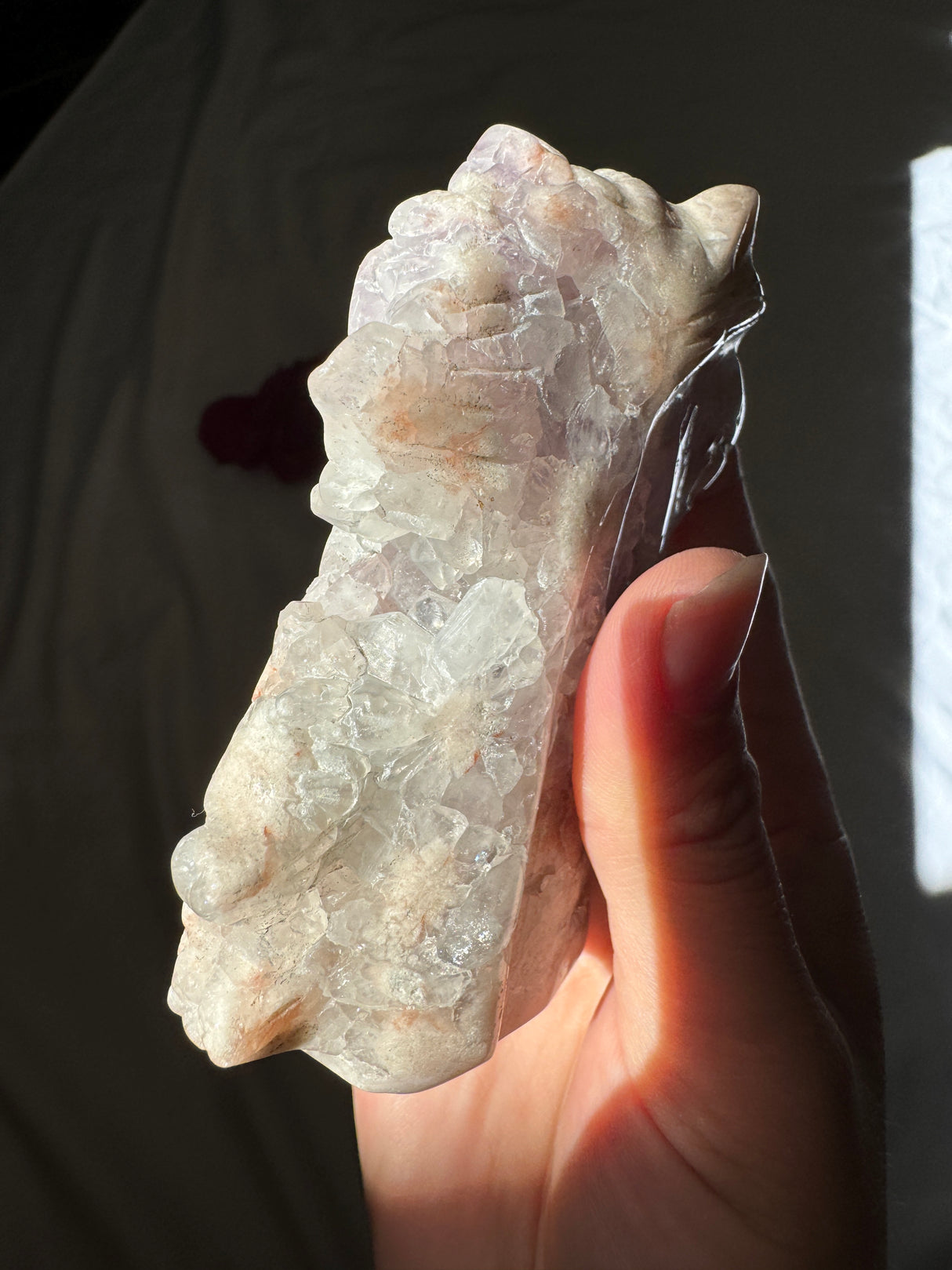 Hand Carved Flower Agate x Amethyst Pony