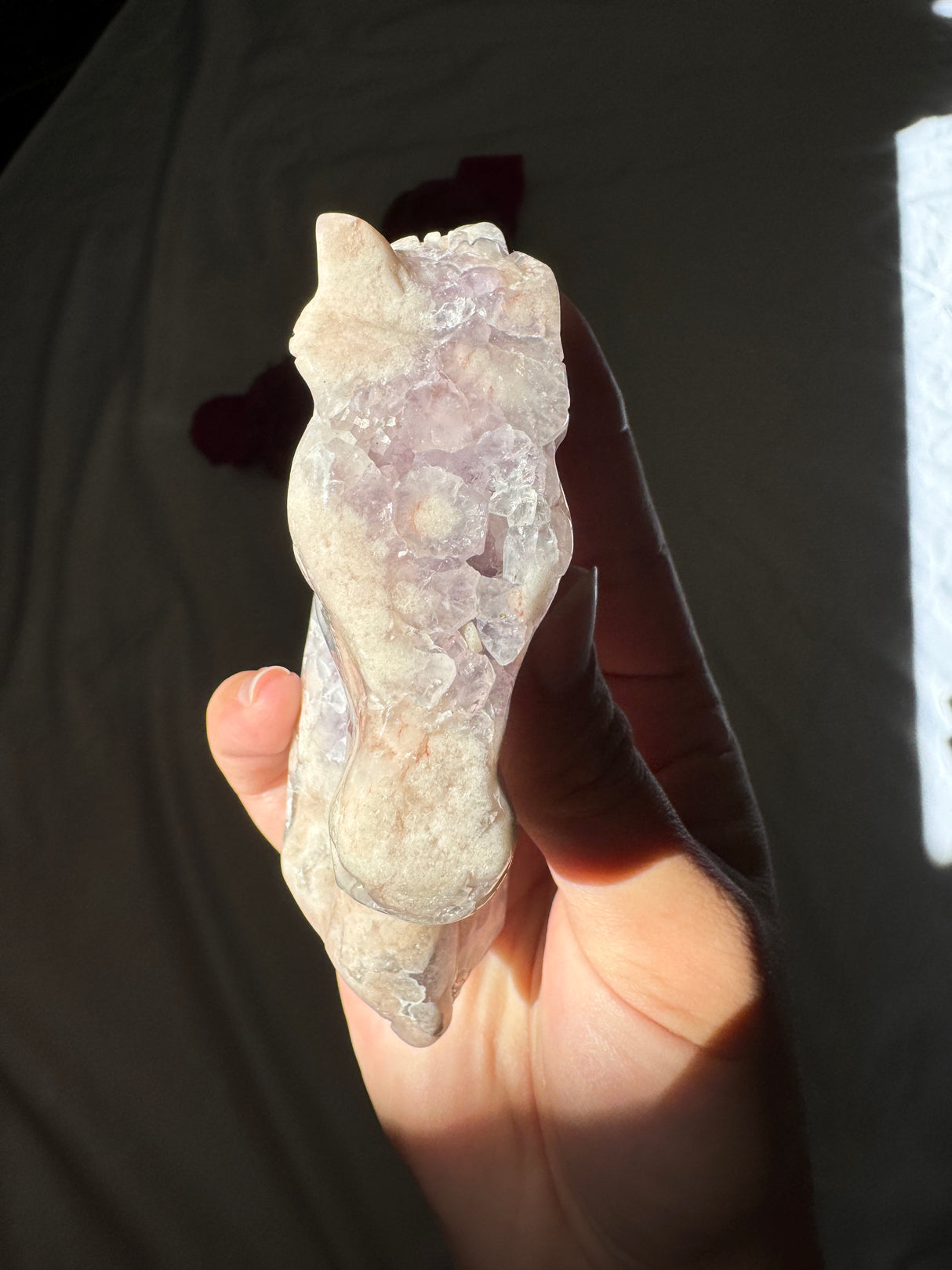 Hand Carved Flower Agate x Amethyst Pony