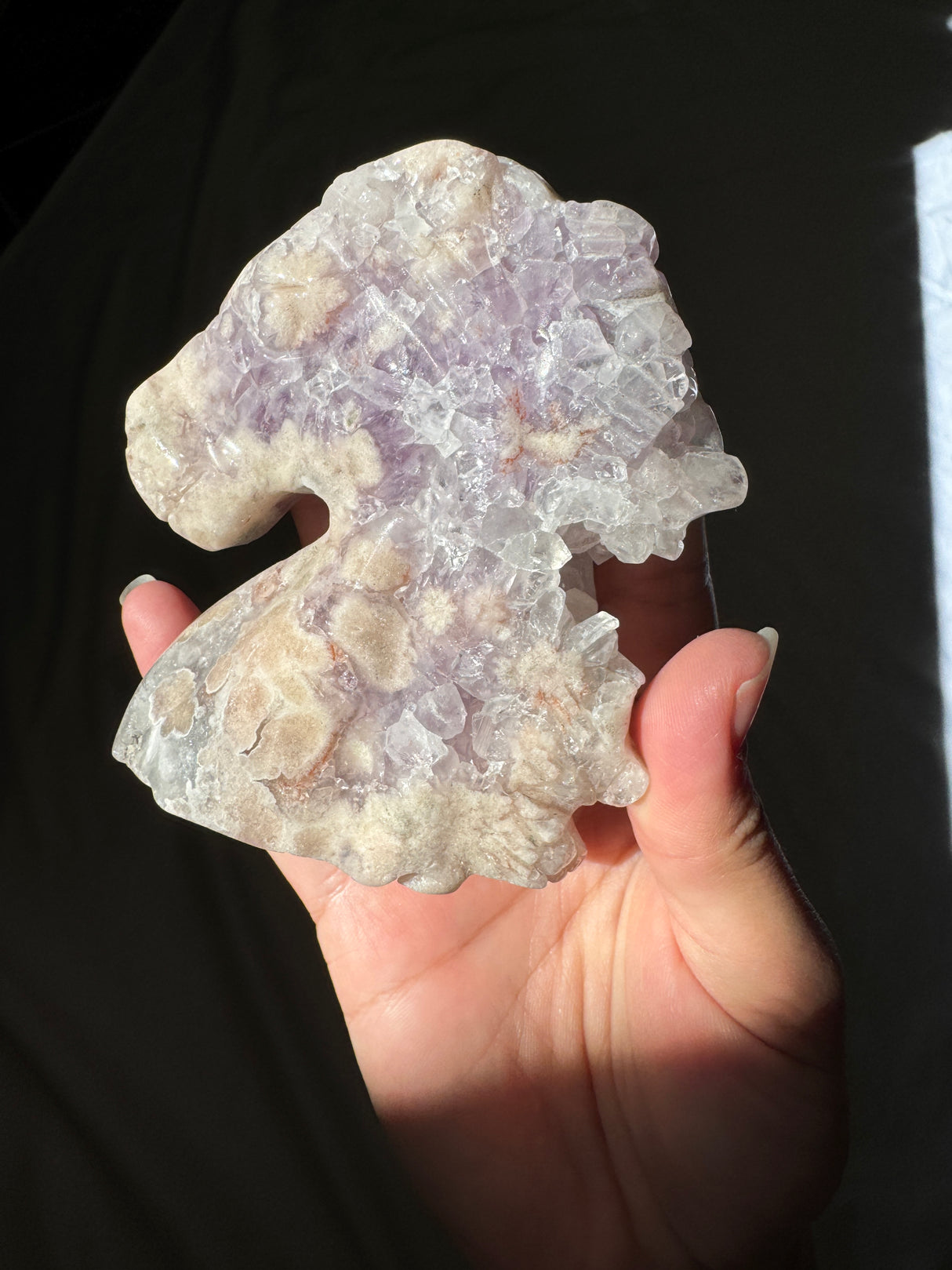 Hand Carved Flower Agate x Amethyst Pony