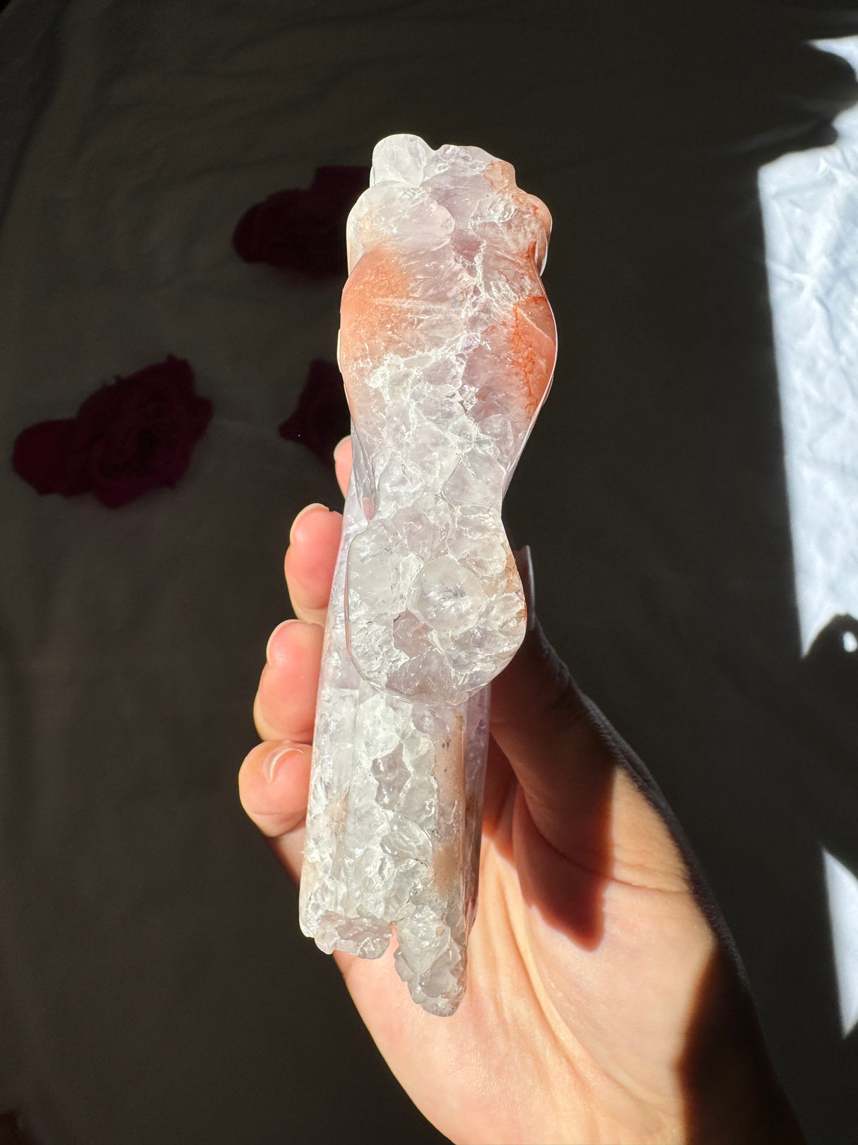 Hand Carved Flower Agate x Amethyst Pony