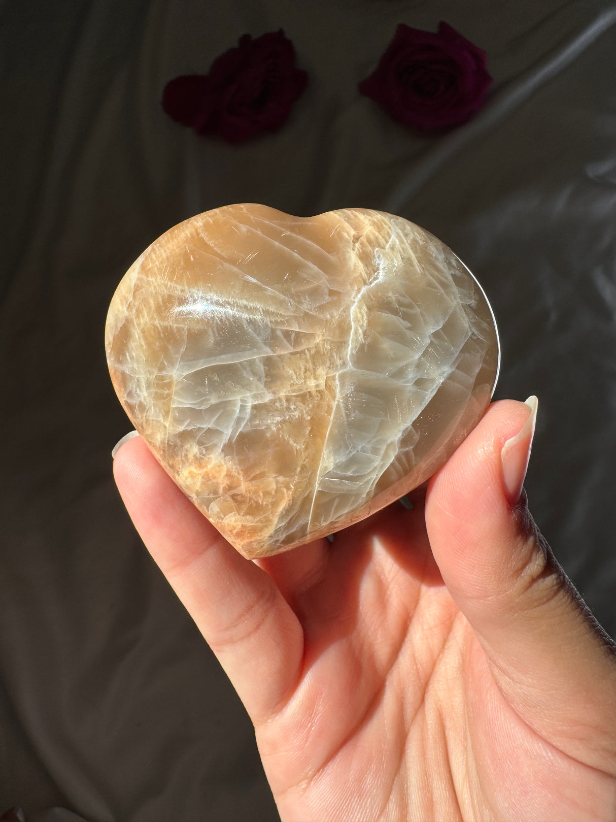 Peach Moonstone Heart