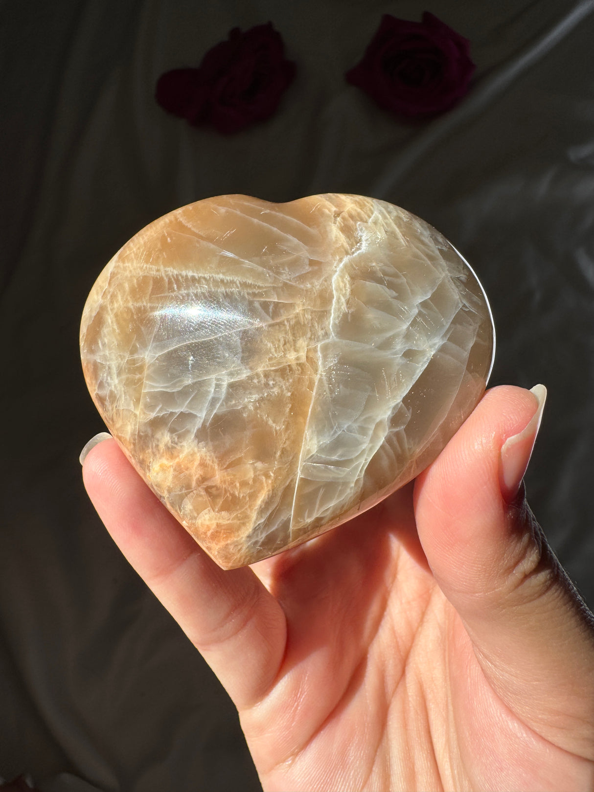 Peach Moonstone Heart