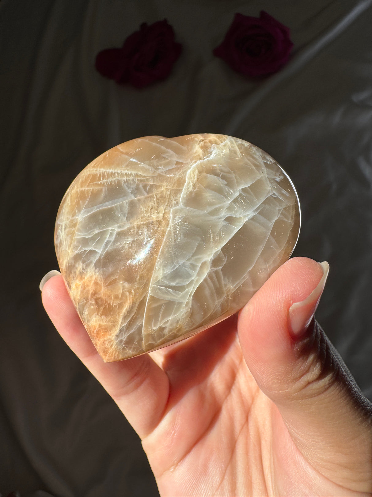 Peach Moonstone Heart