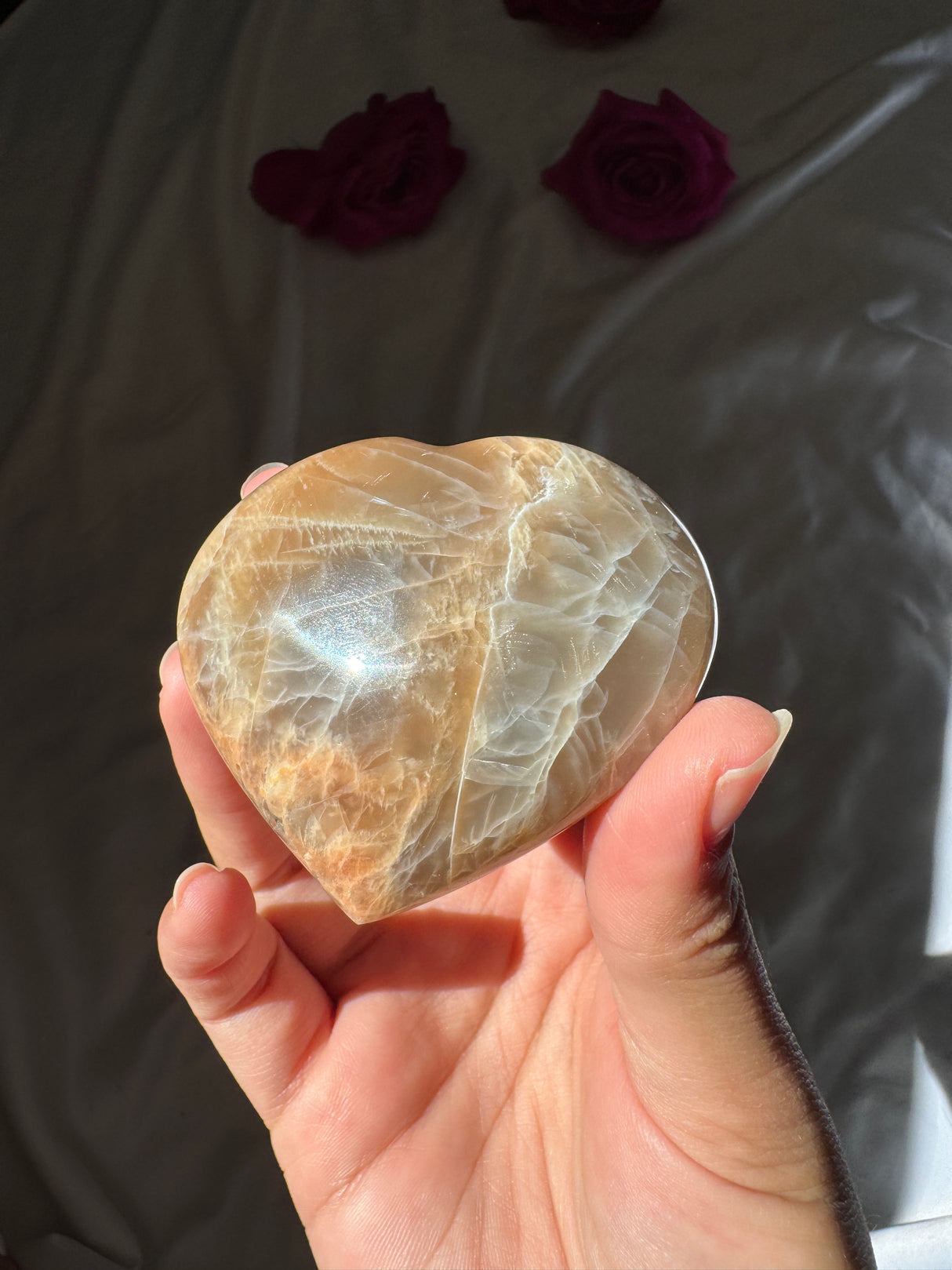 Peach Moonstone Heart