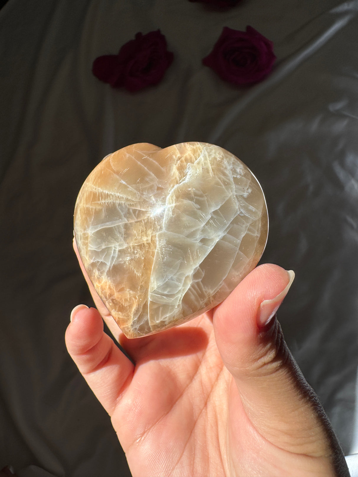 Peach Moonstone Heart