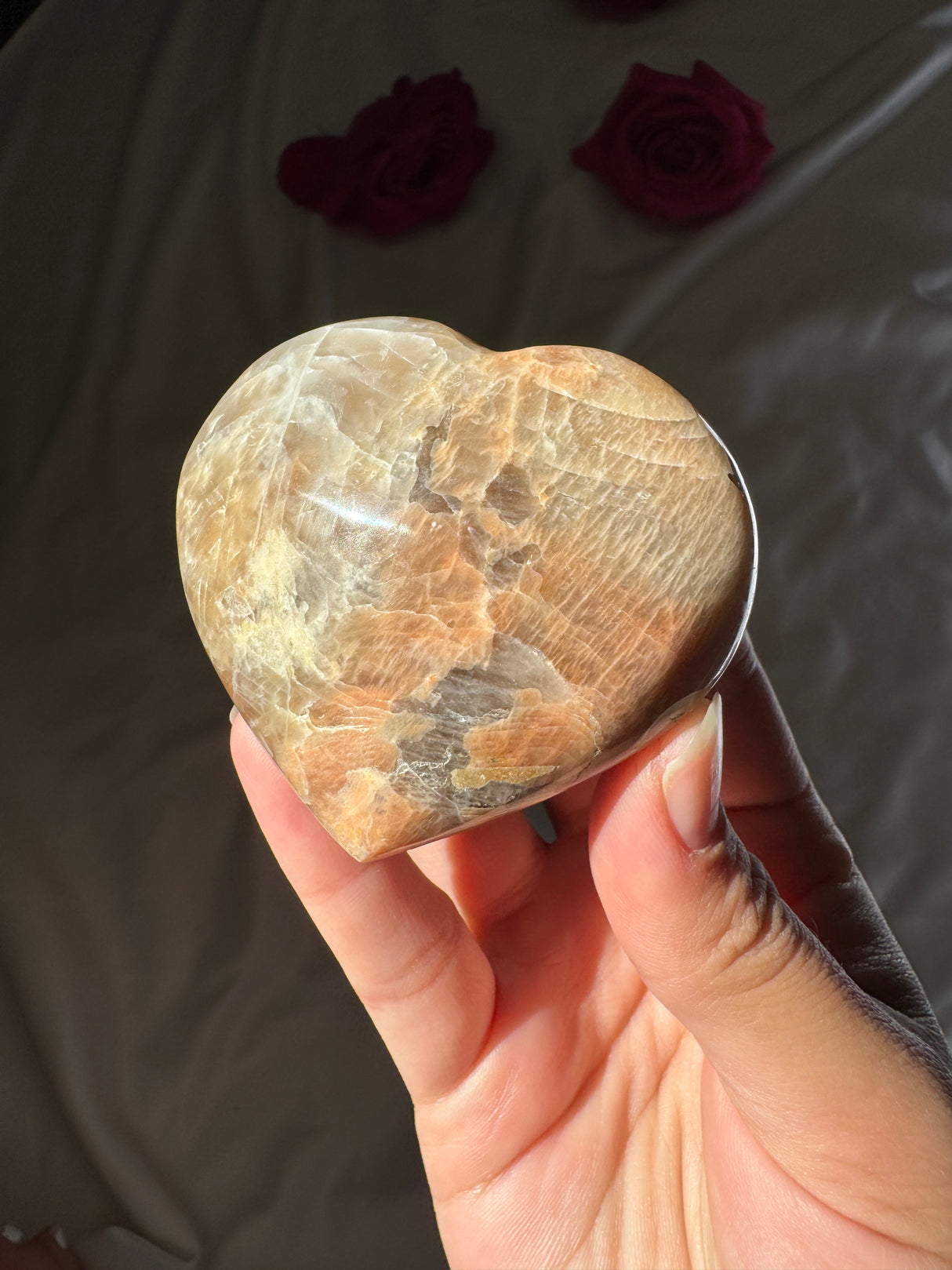 Peach Moonstone Heart