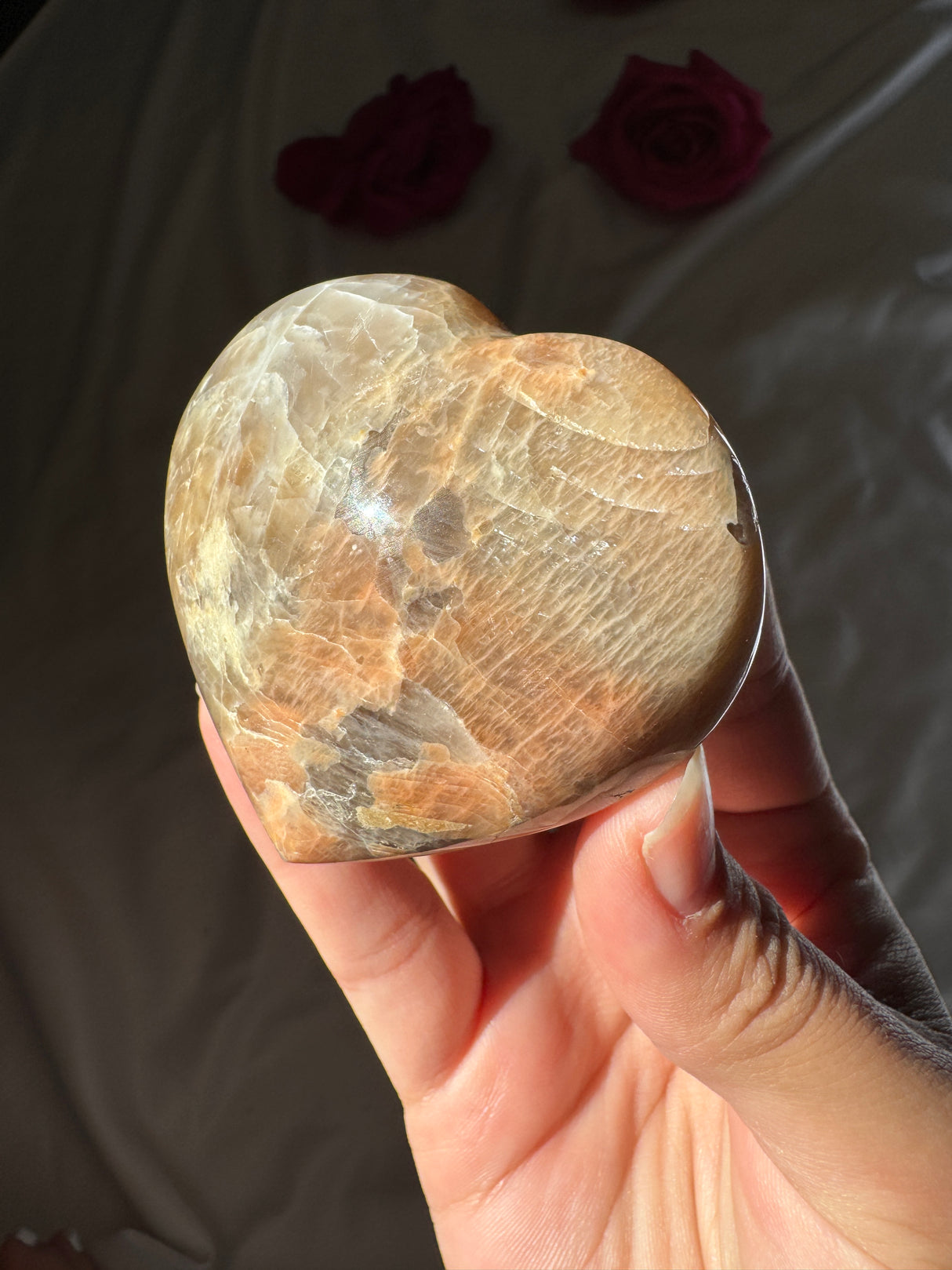 Peach Moonstone Heart