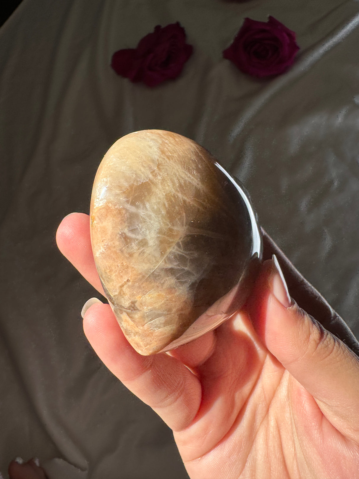 Peach Moonstone Heart