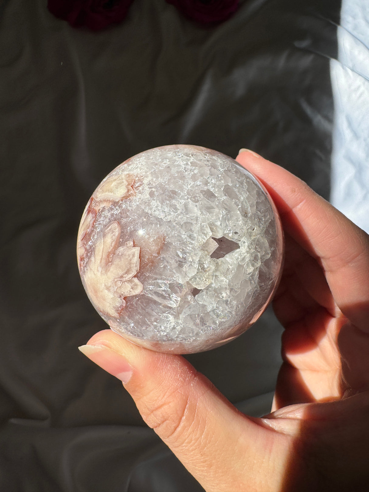 Flower Agate x Amethyst Sphere