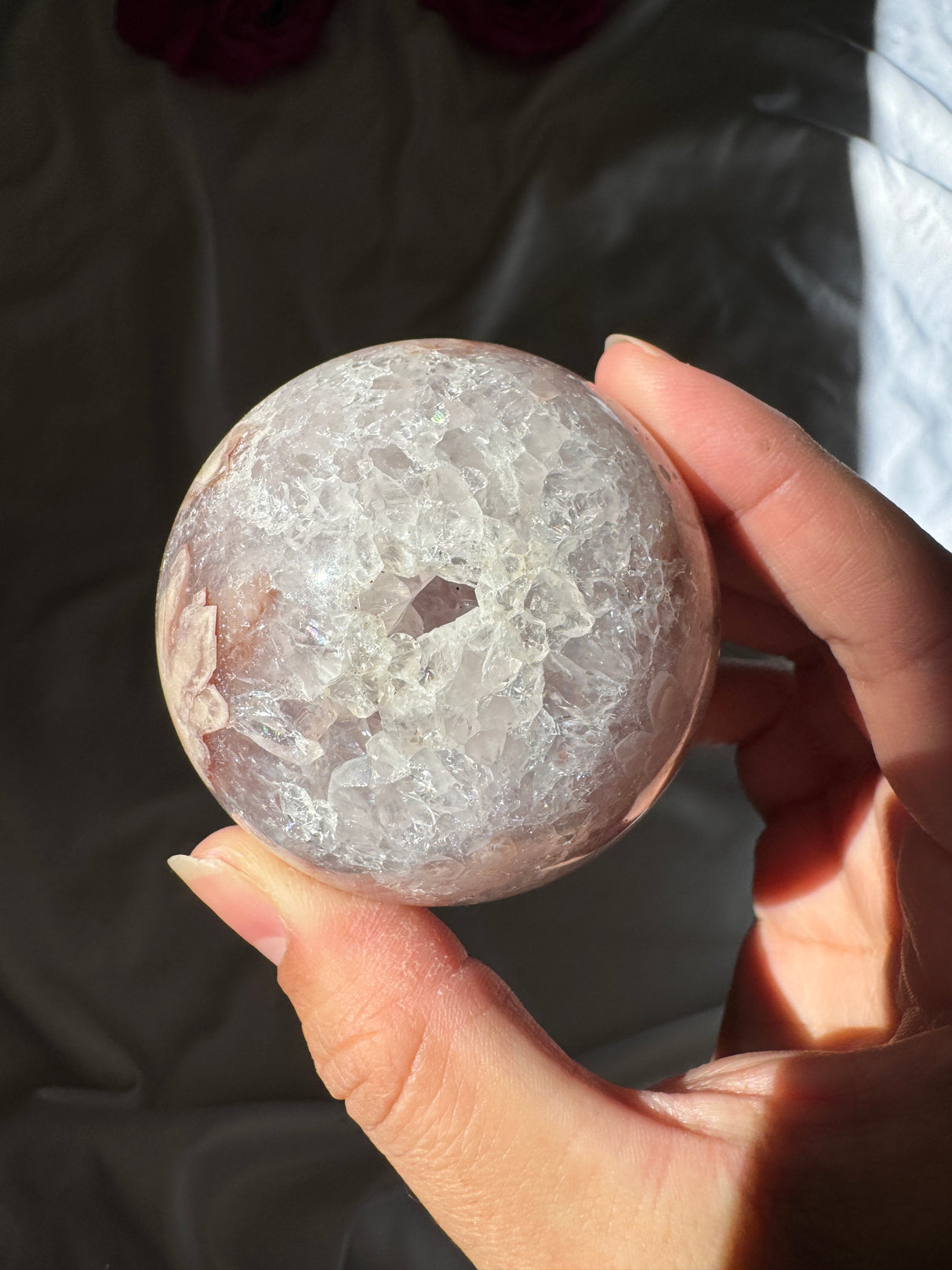 Flower Agate x Amethyst Sphere