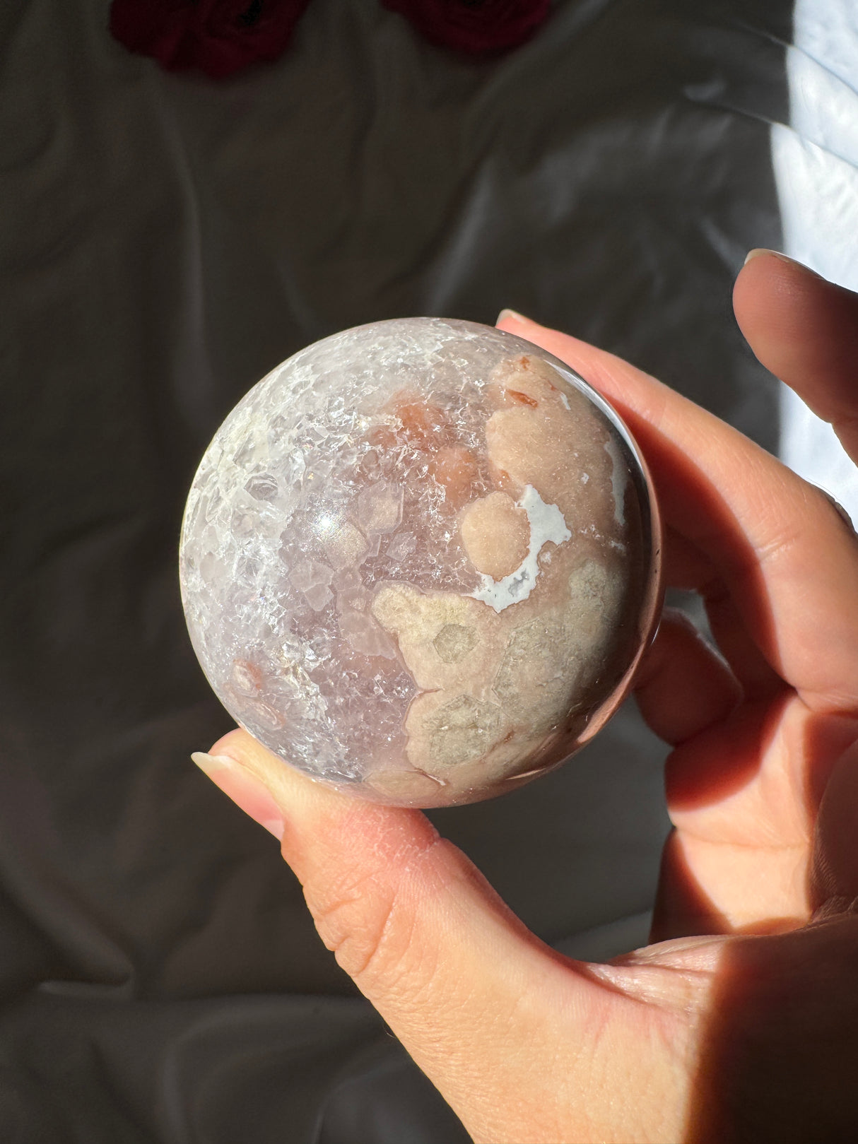 Flower Agate x Amethyst Sphere