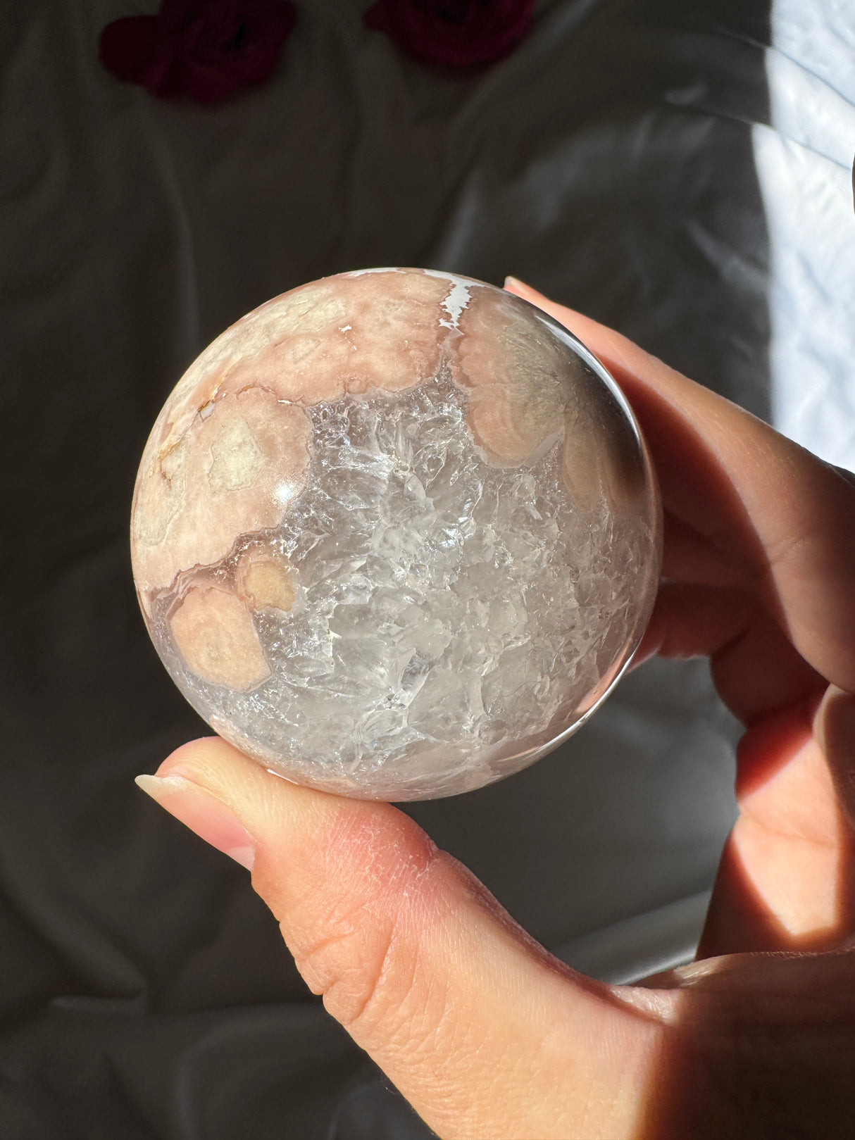 Flower Agate x Amethyst Sphere