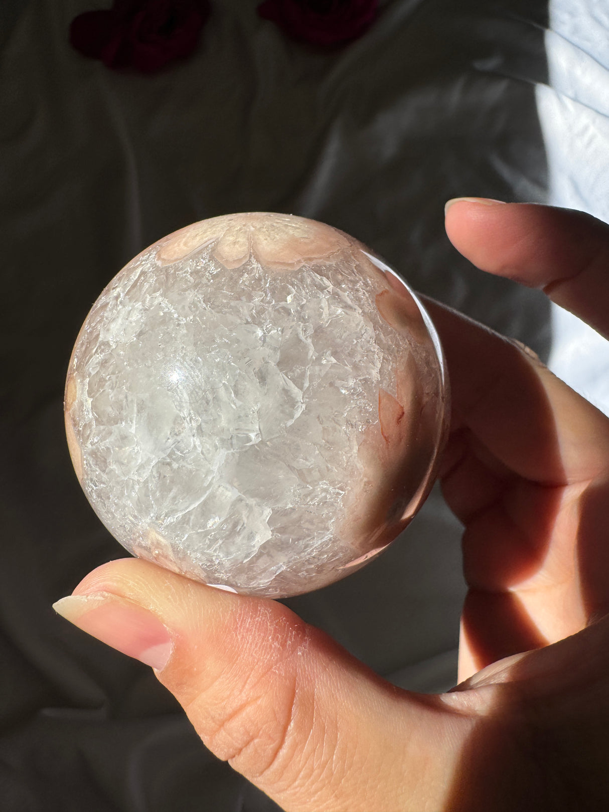 Flower Agate x Amethyst Sphere