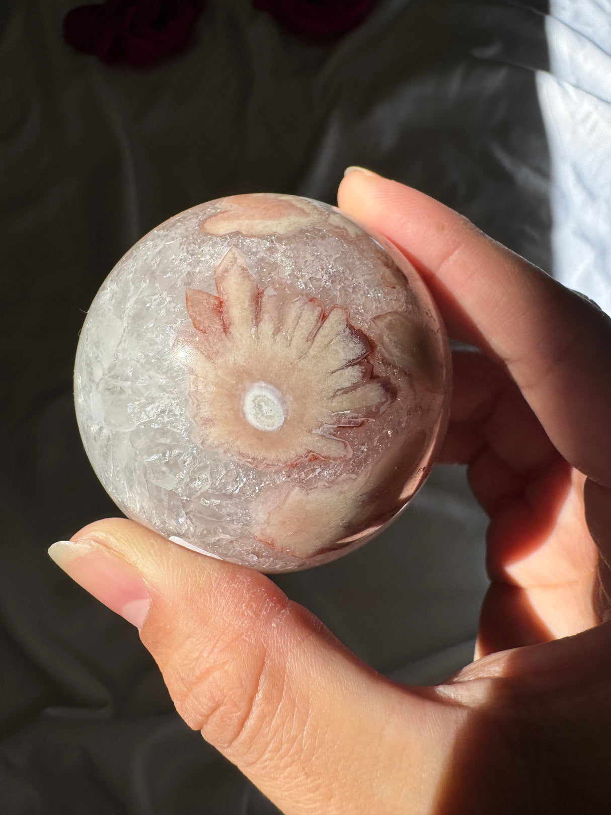 Flower Agate x Amethyst Sphere