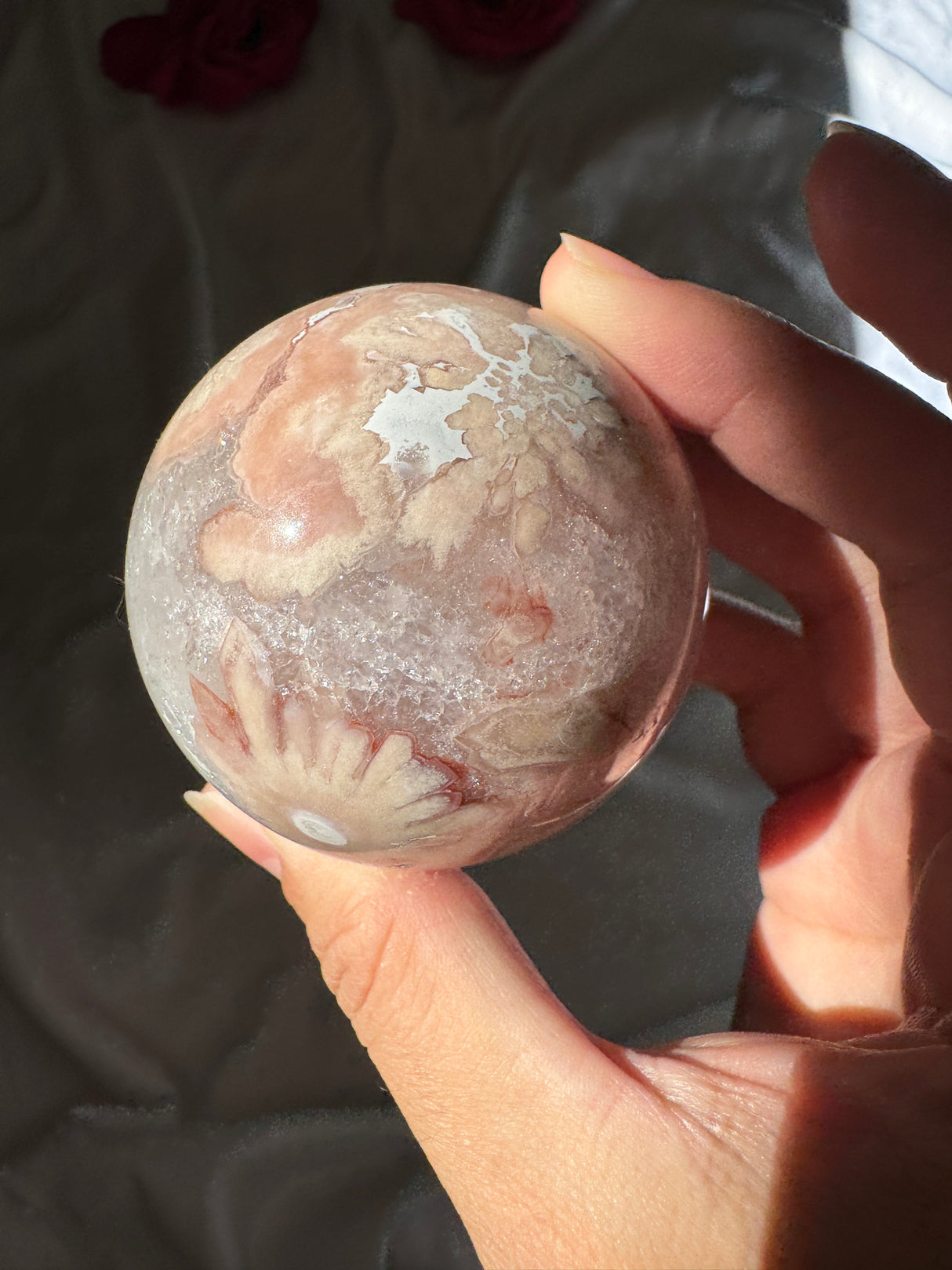 Flower Agate x Amethyst Sphere