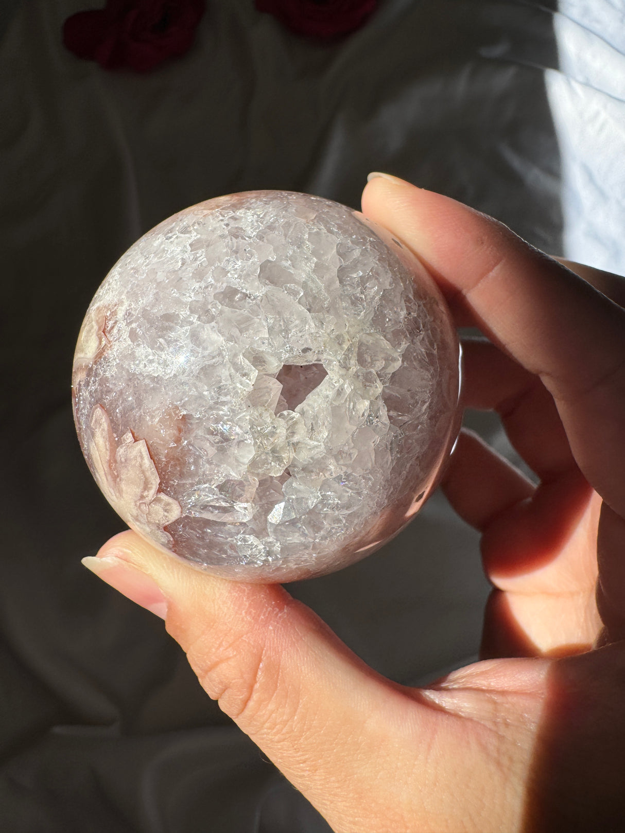 Flower Agate x Amethyst Sphere
