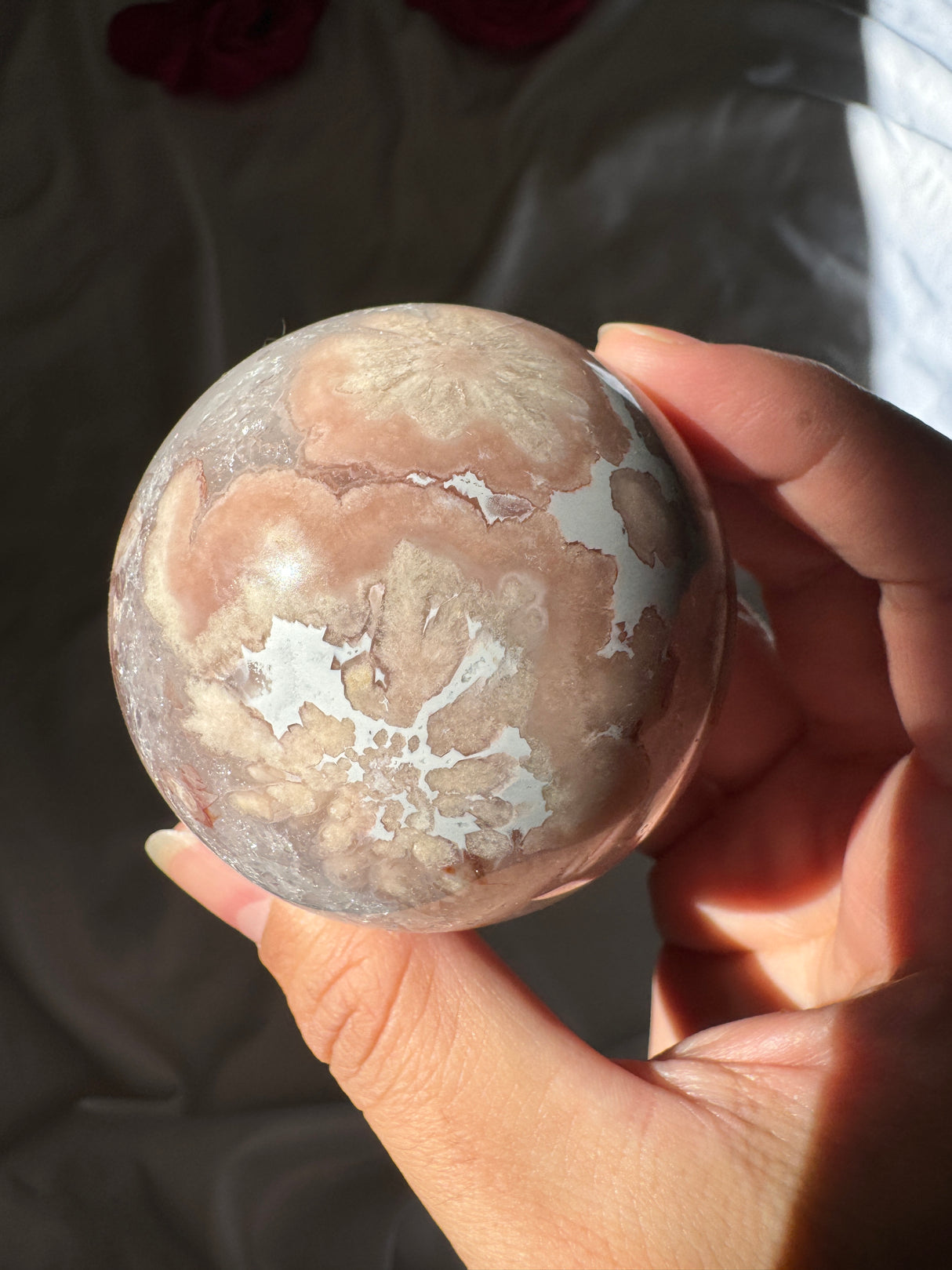 Flower Agate x Amethyst Sphere