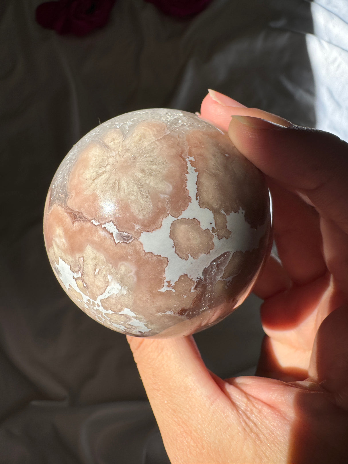 Flower Agate x Amethyst Sphere