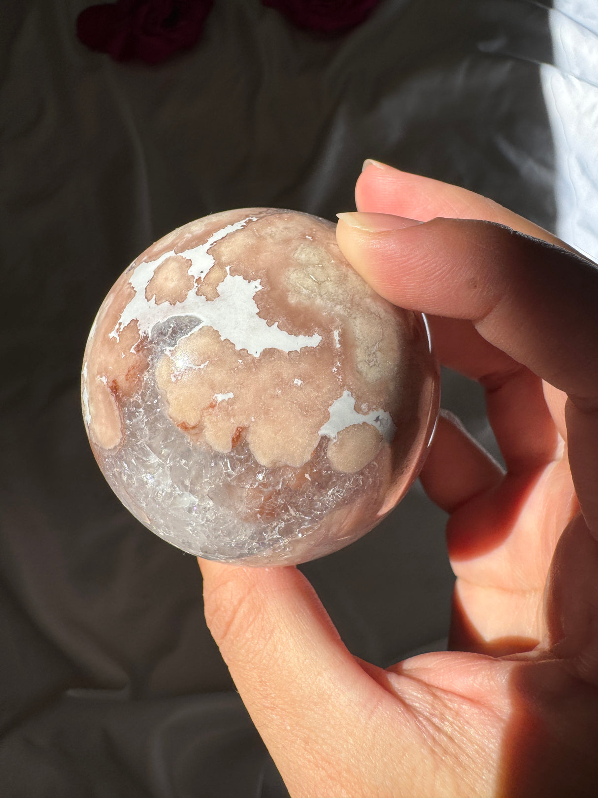 Flower Agate x Amethyst Sphere