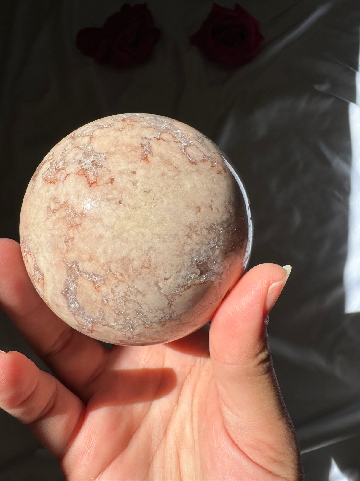 Flower Agate x Quartz Sphere