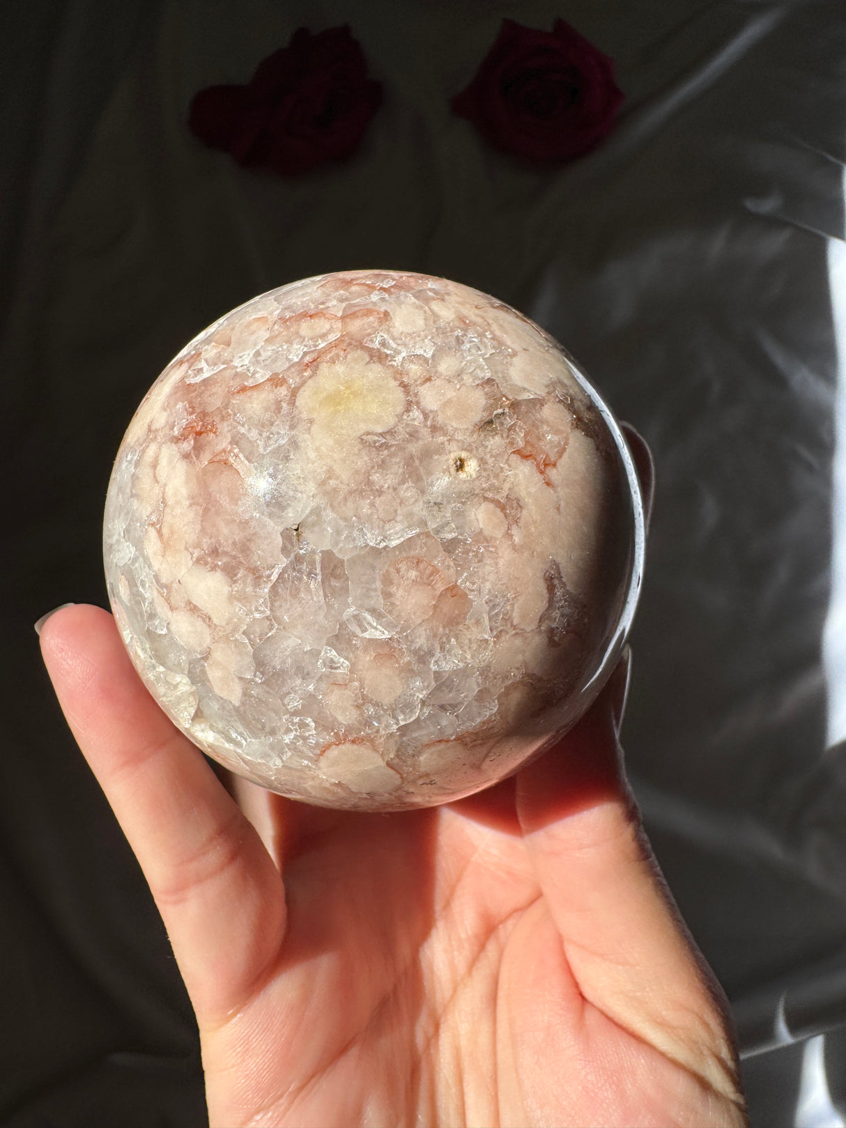 Flower Agate x Quartz Sphere