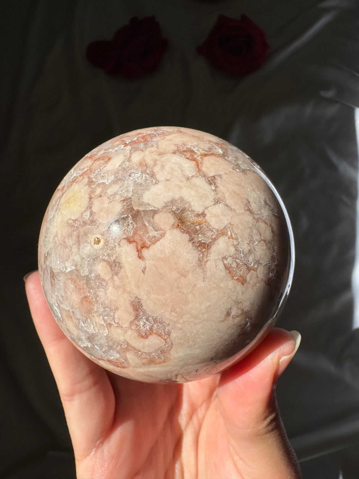 Flower Agate x Quartz Sphere