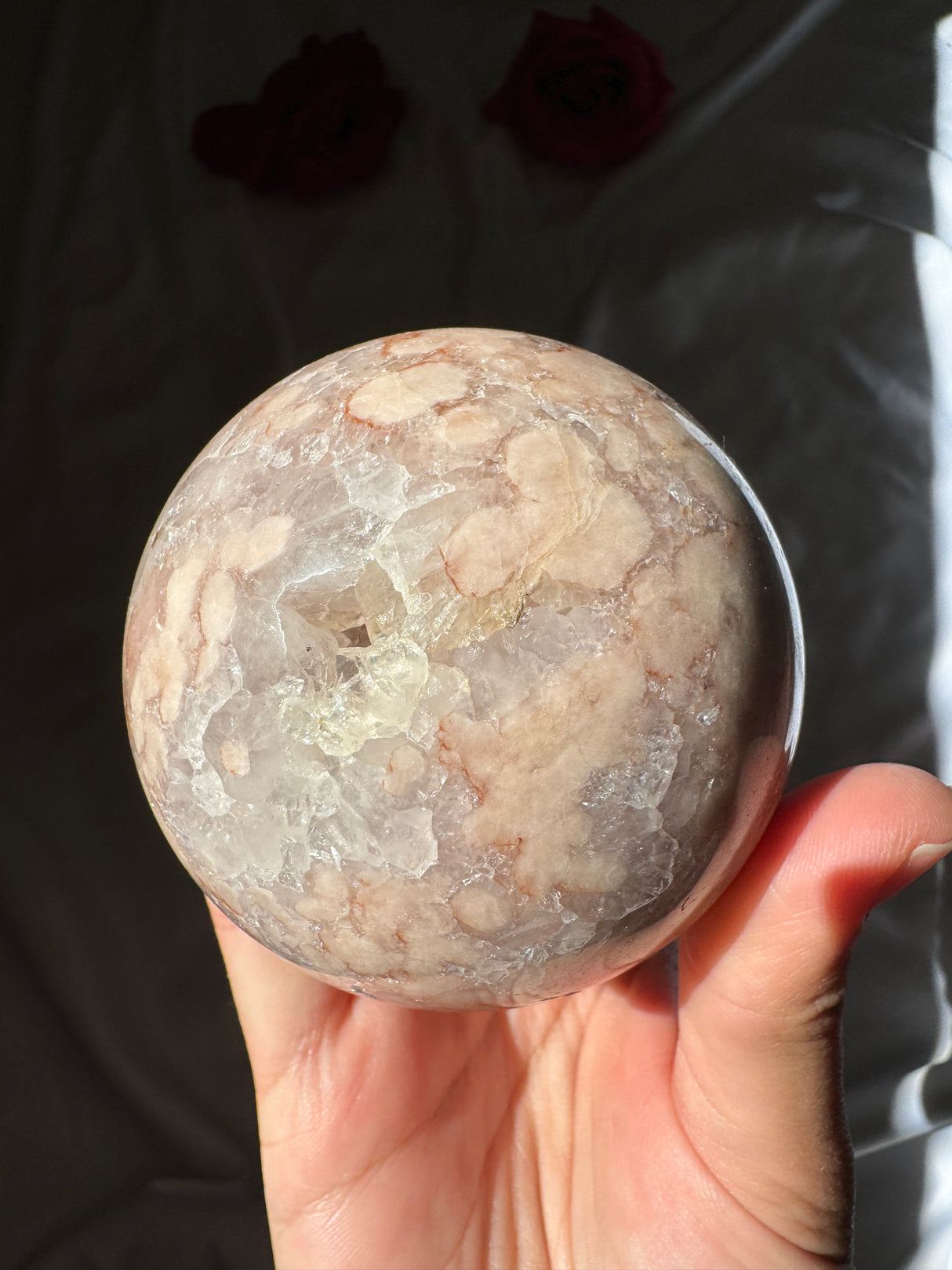 Flower Agate x Quartz Sphere
