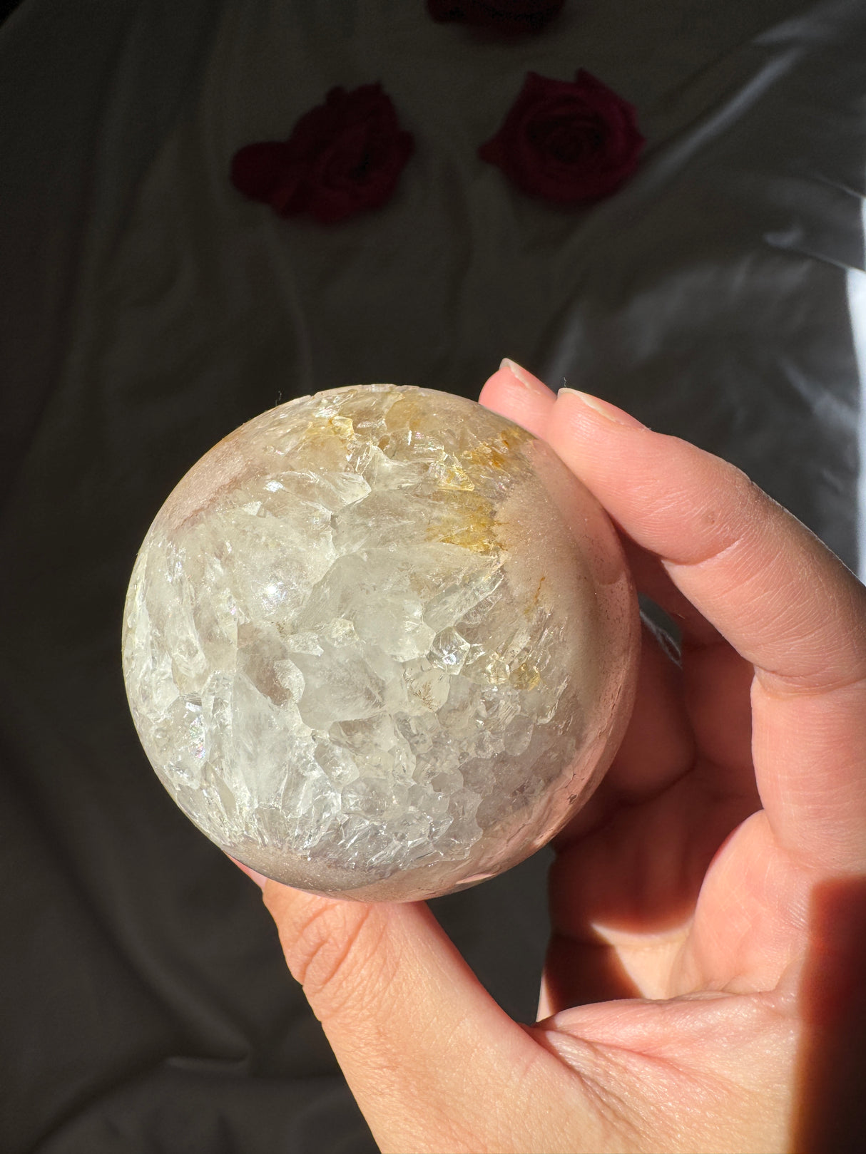 Flower Agate x Pink Amethyst Sphere