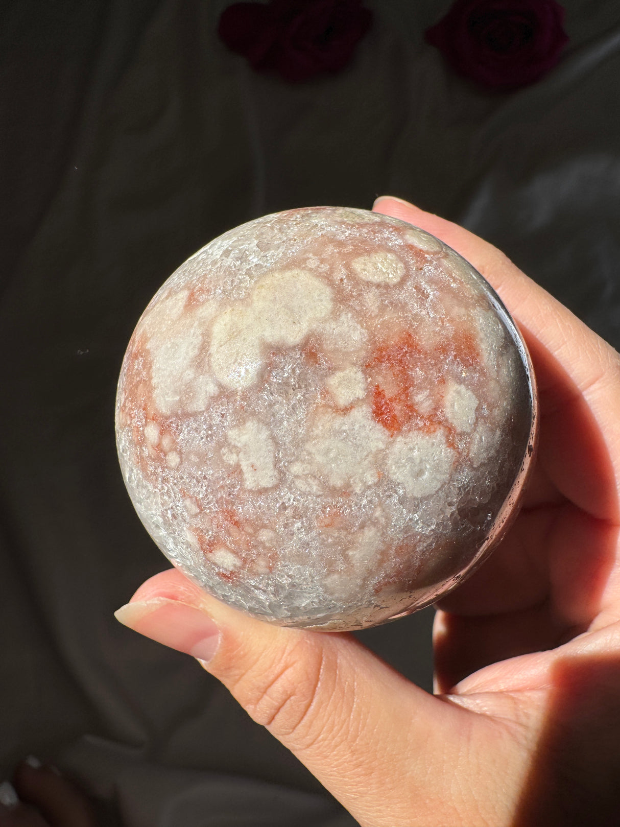 Flower Agate x Quartz Sphere