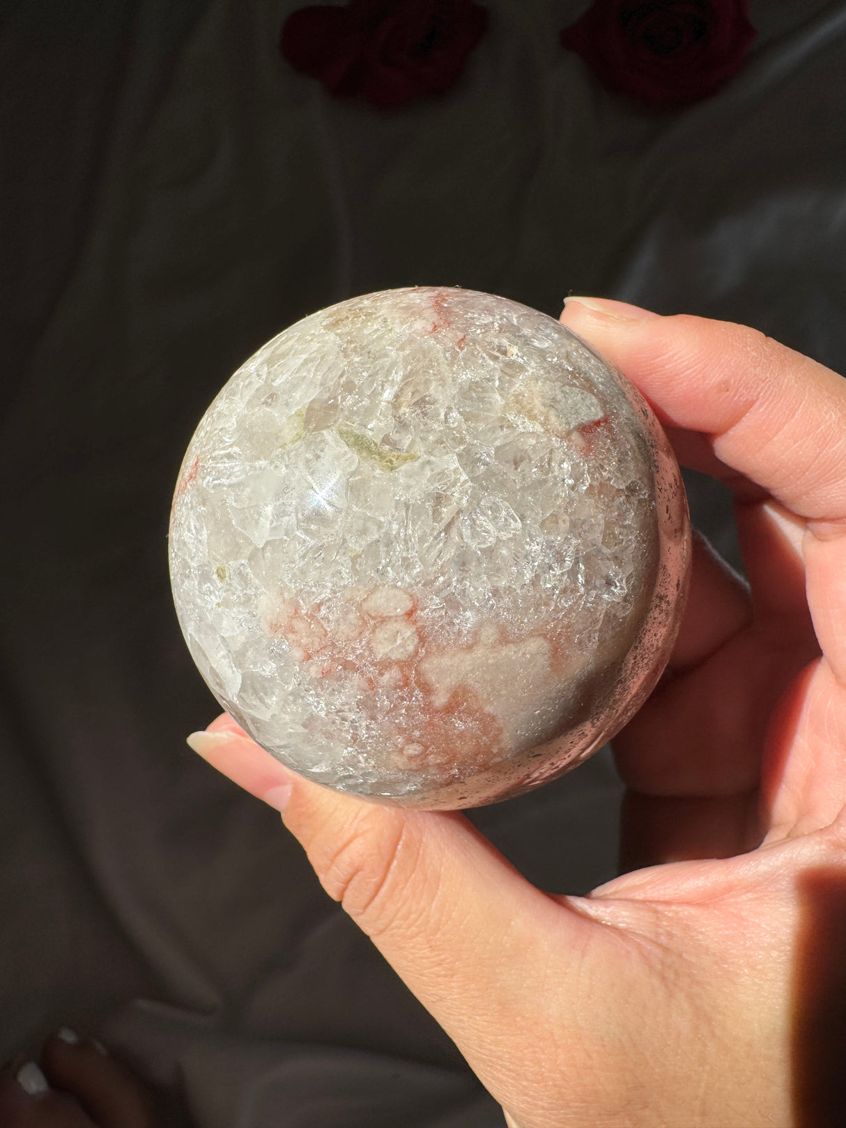 Flower Agate x Quartz Sphere