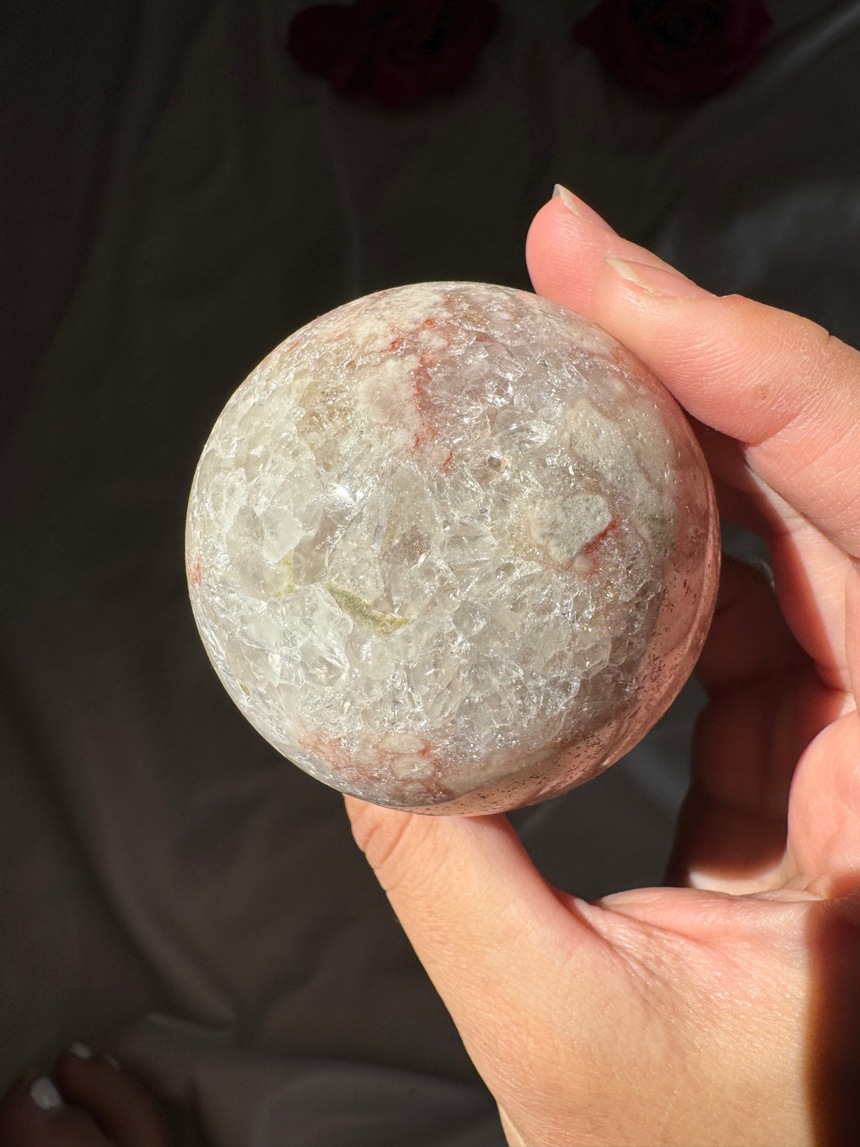 Flower Agate x Quartz Sphere