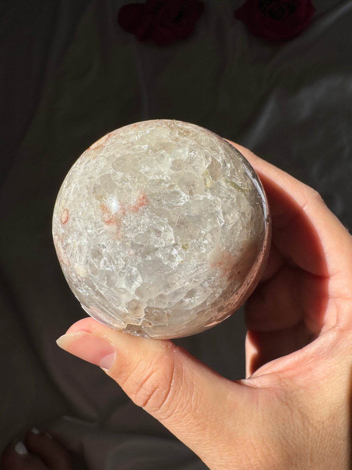 Flower Agate x Quartz Sphere