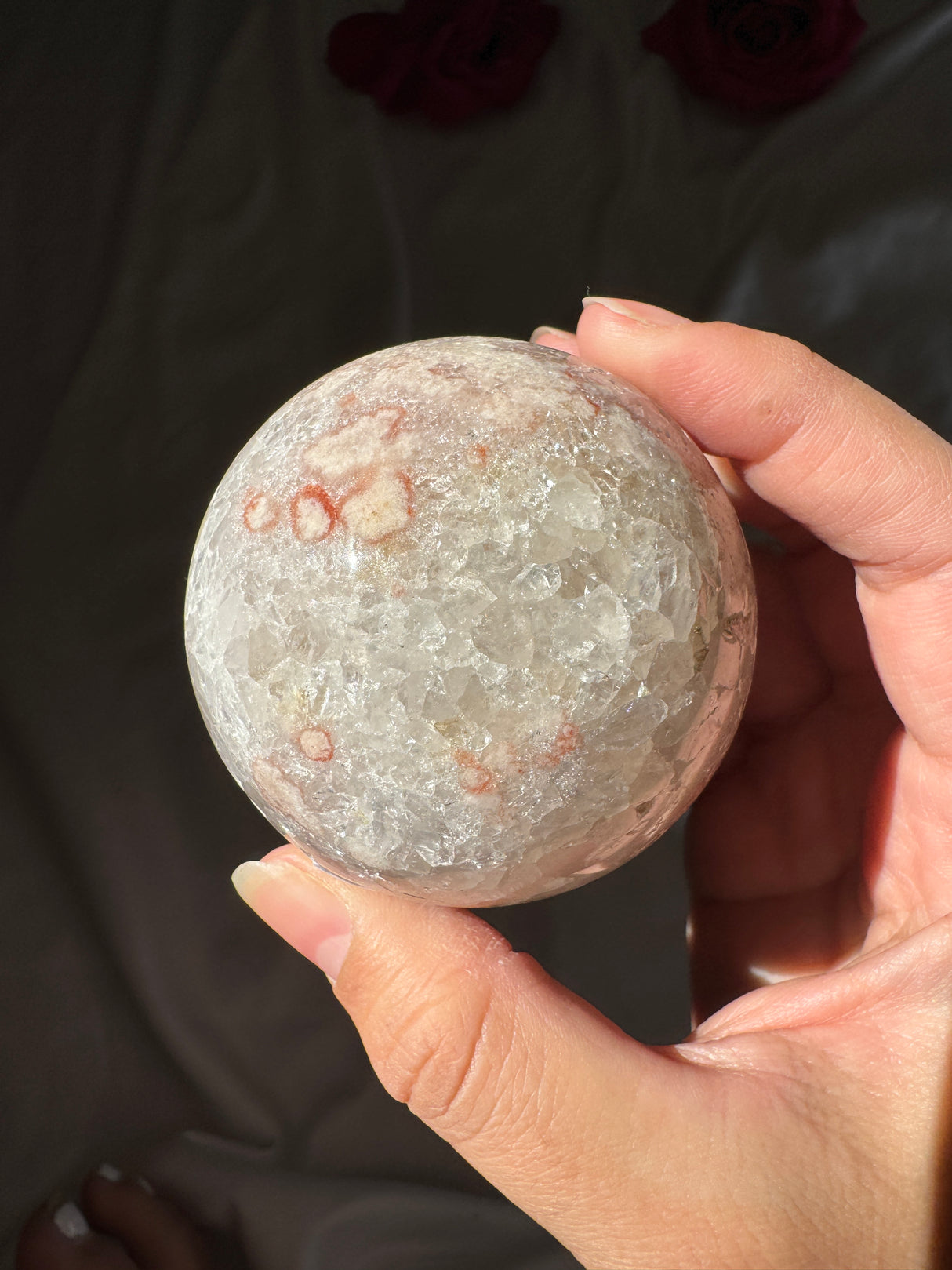 Flower Agate x Quartz Sphere