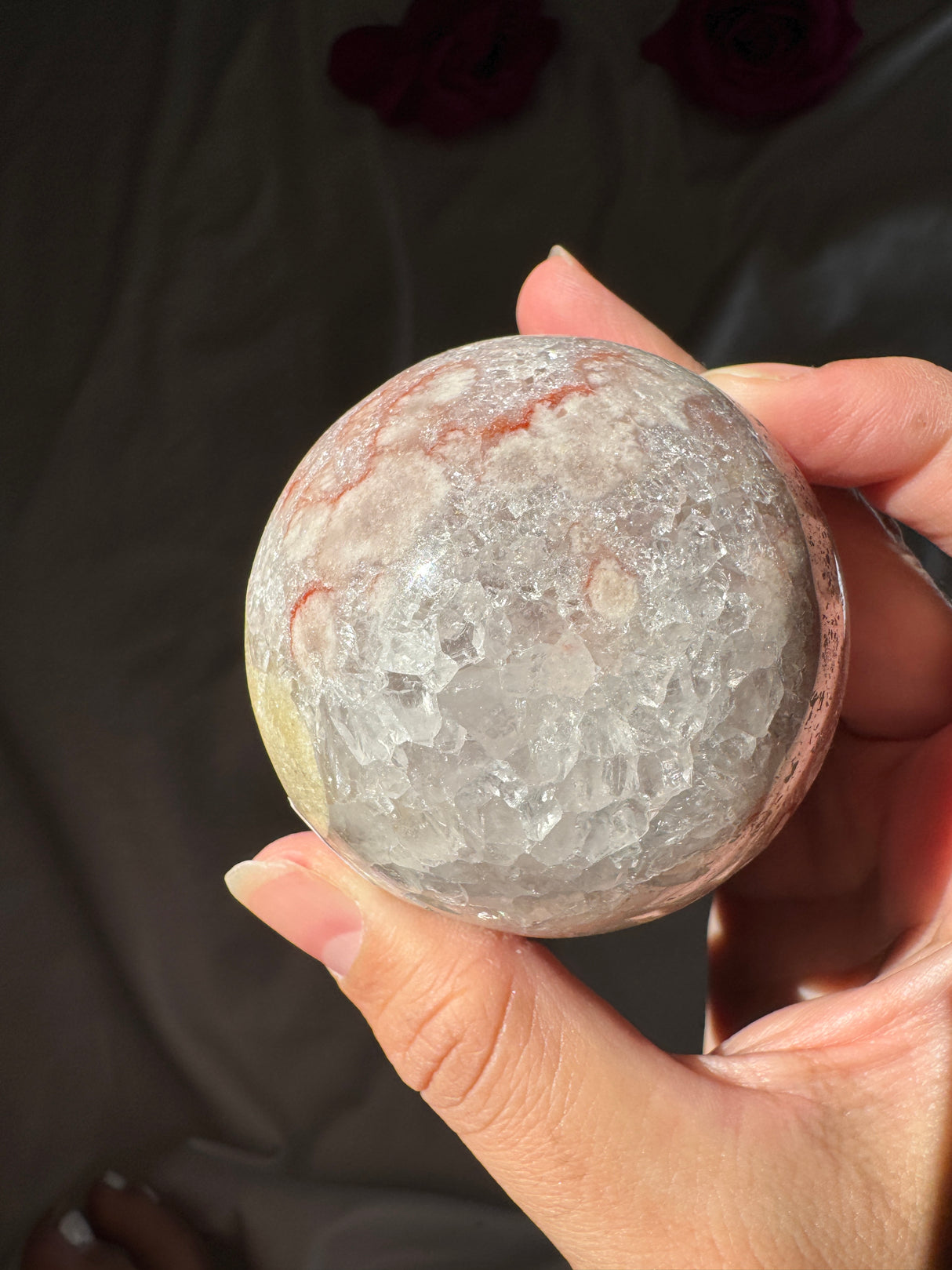 Flower Agate x Quartz Sphere