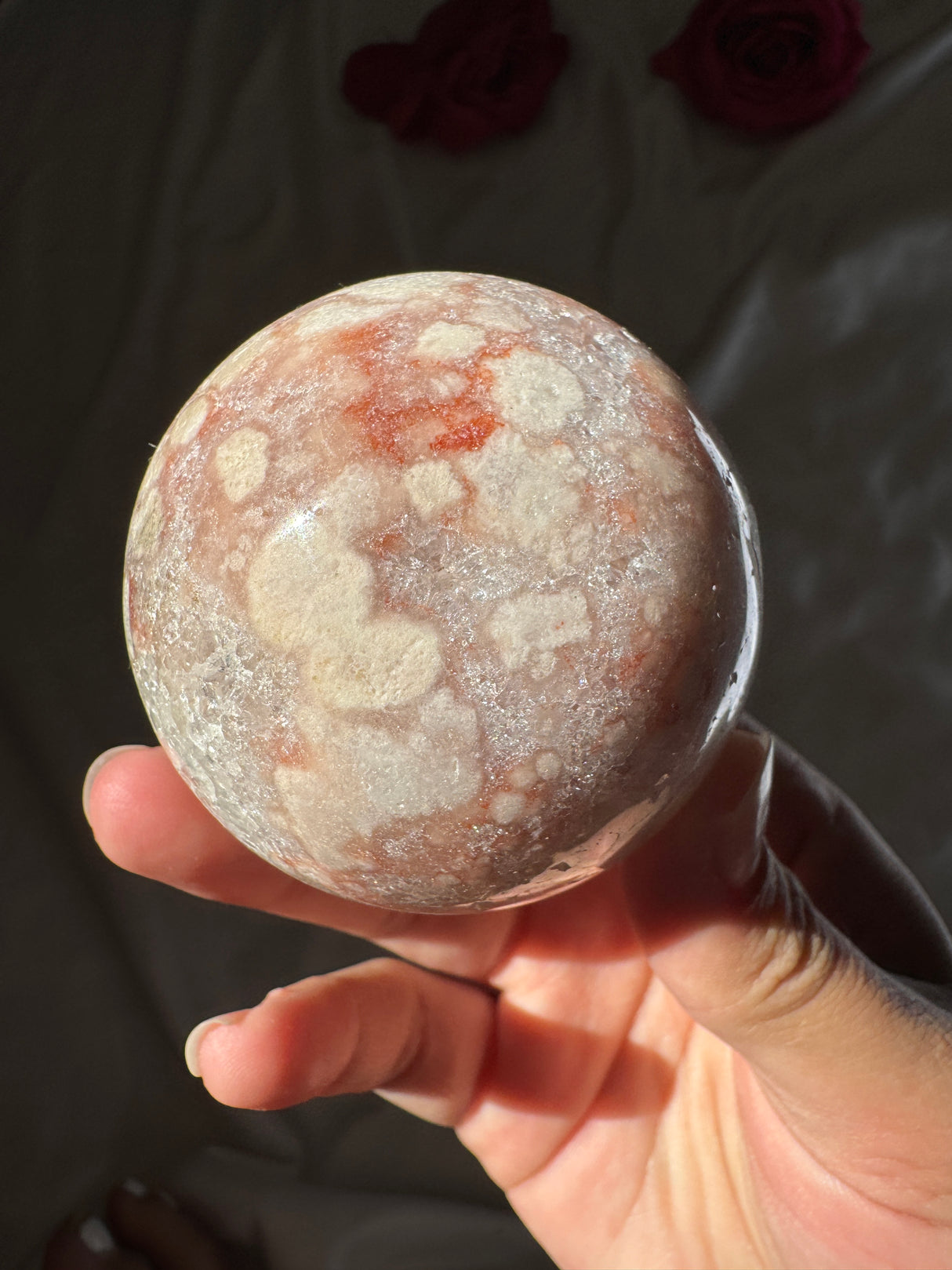 Flower Agate x Quartz Sphere