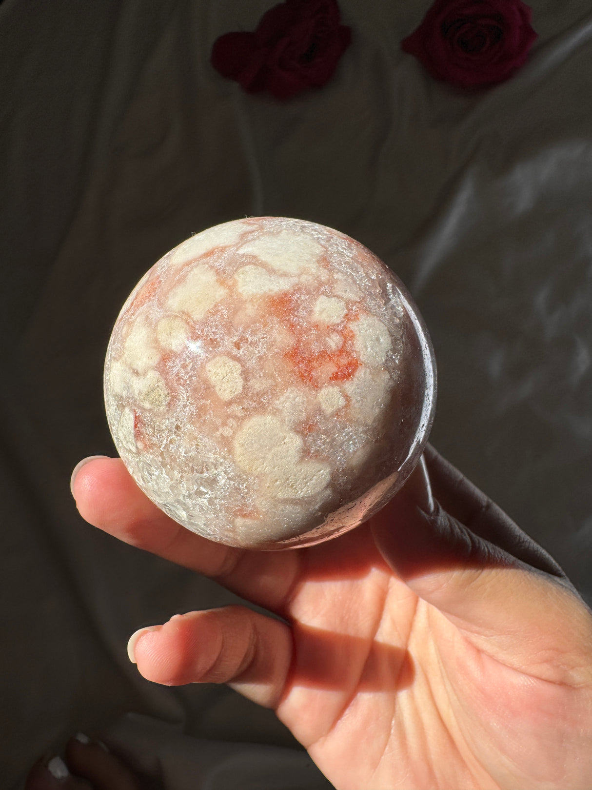 Flower Agate x Quartz Sphere