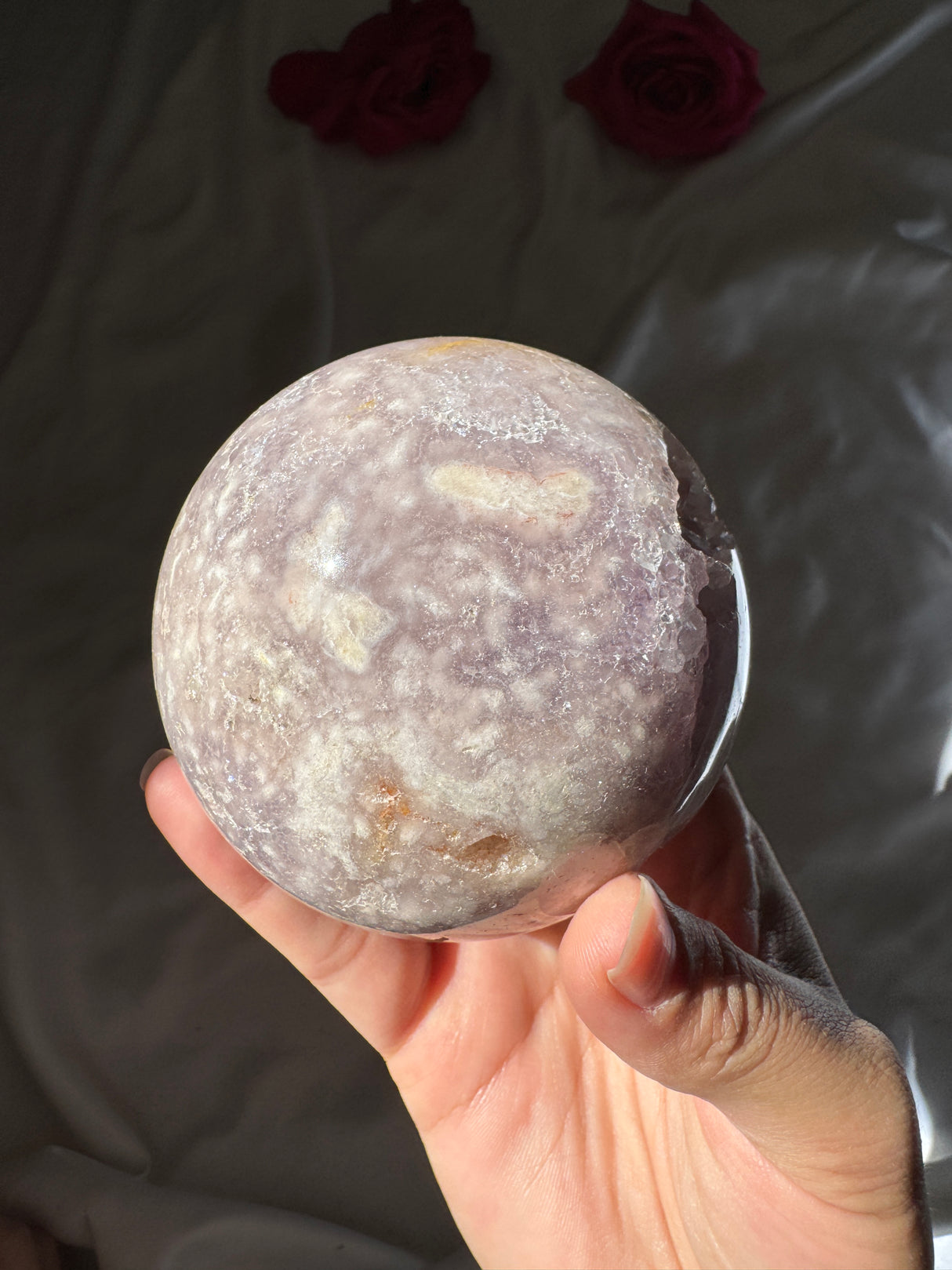 Flower Agate x Amethyst Sphere