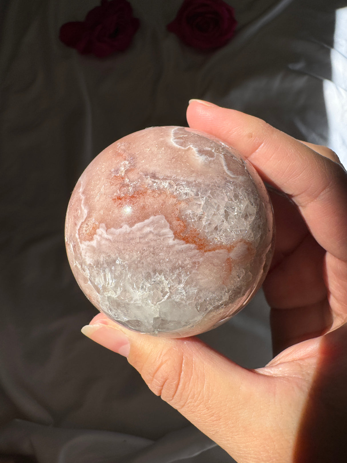 Pink Amethyst x Flower Agate Sphere