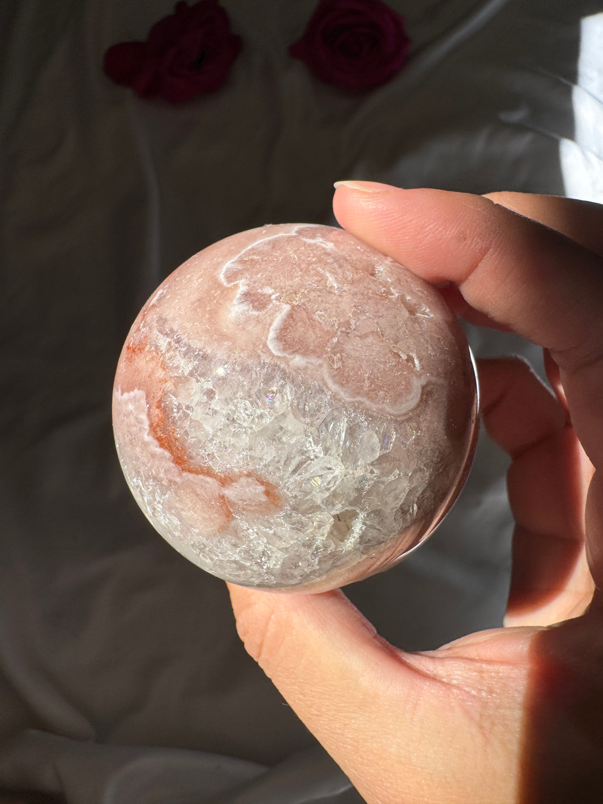 Pink Amethyst x Flower Agate Sphere