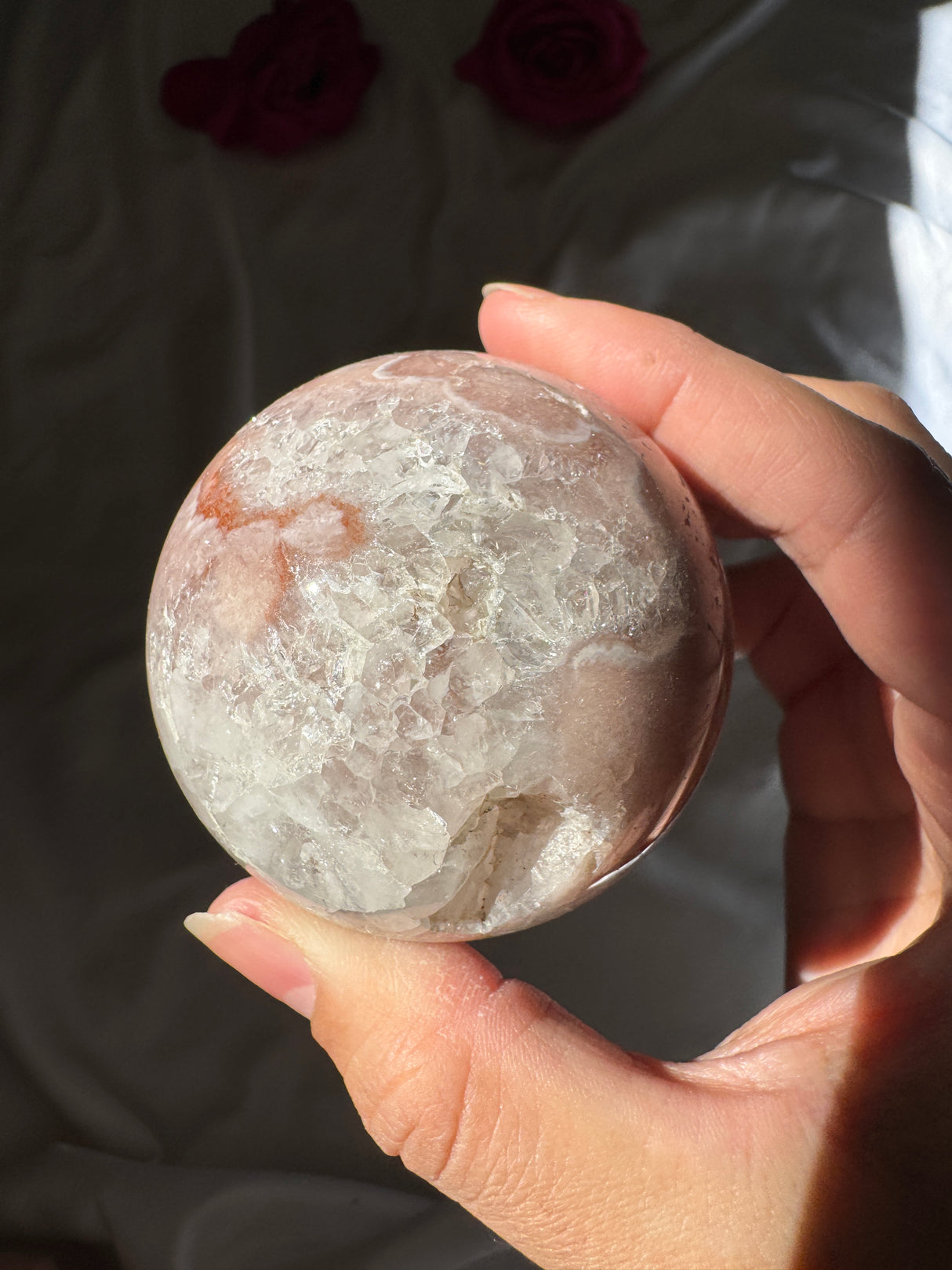 Pink Amethyst x Flower Agate Sphere