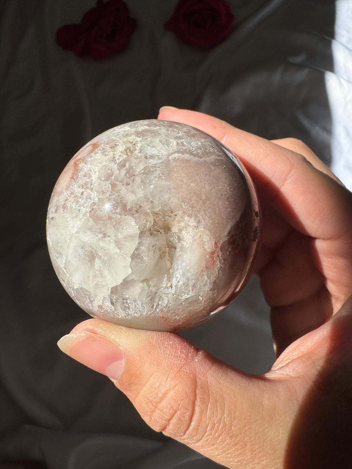 Pink Amethyst x Flower Agate Sphere