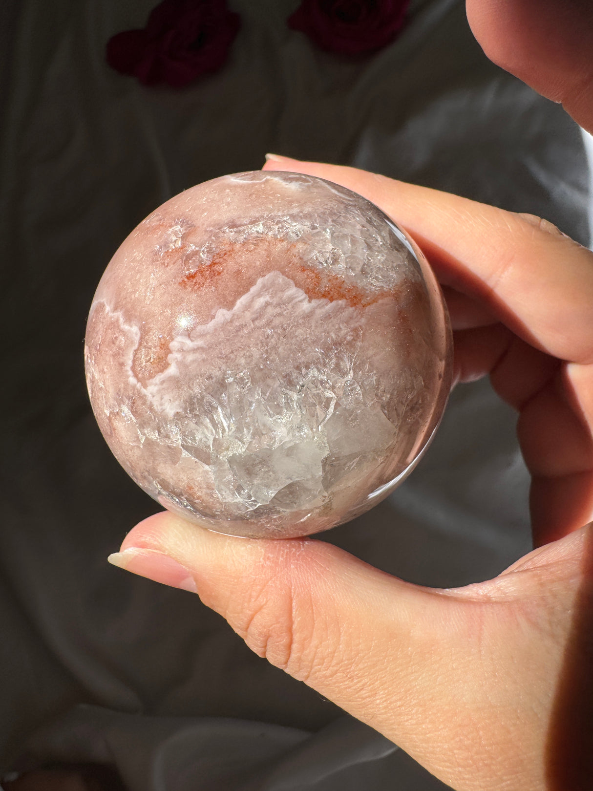 Pink Amethyst x Flower Agate Sphere