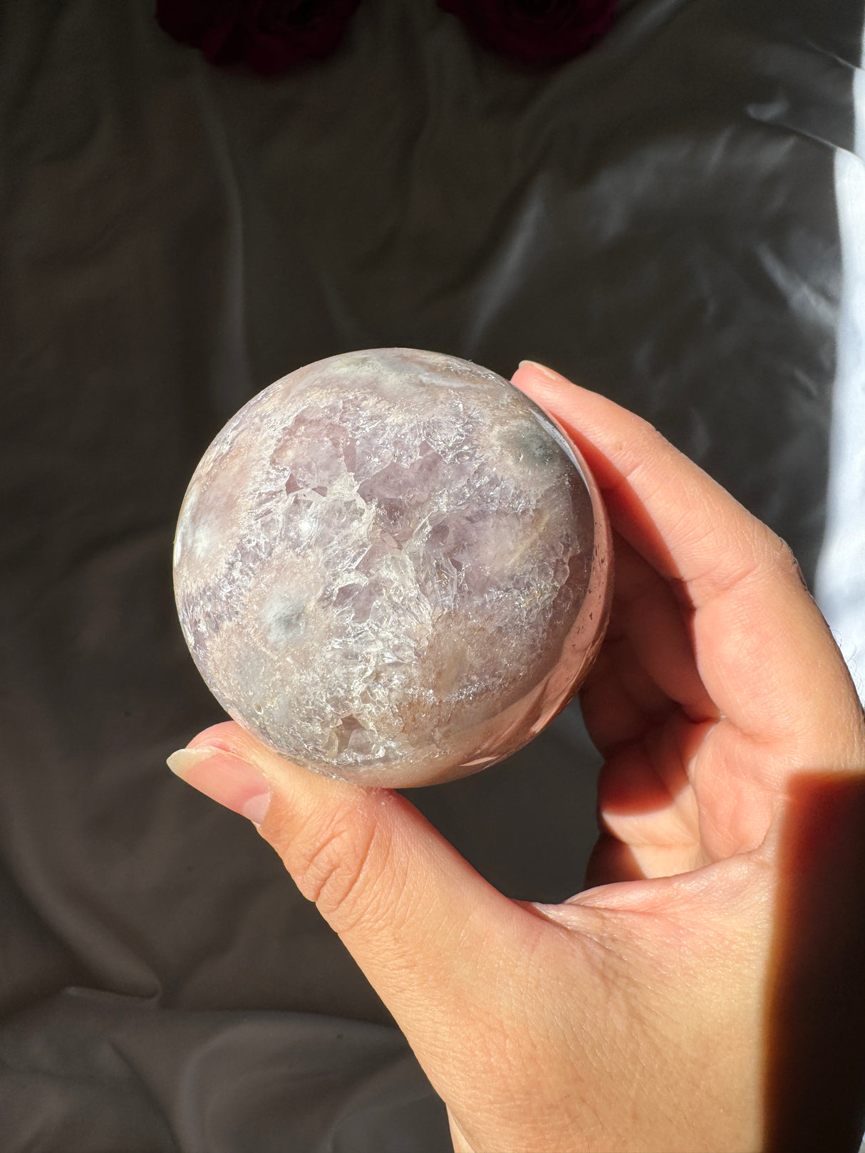 Flower Agate x Amethyst Sphere