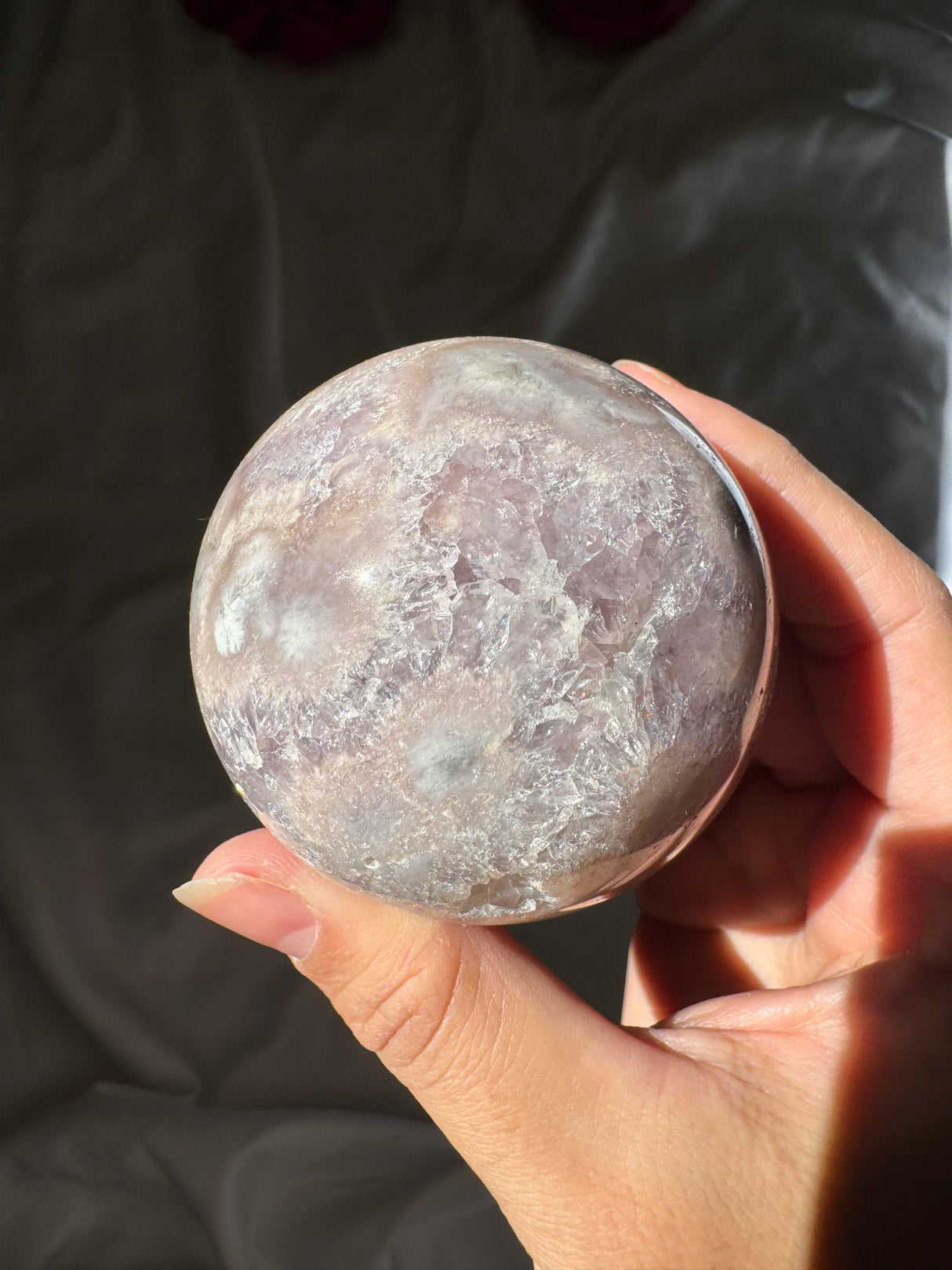 Flower Agate x Amethyst Sphere
