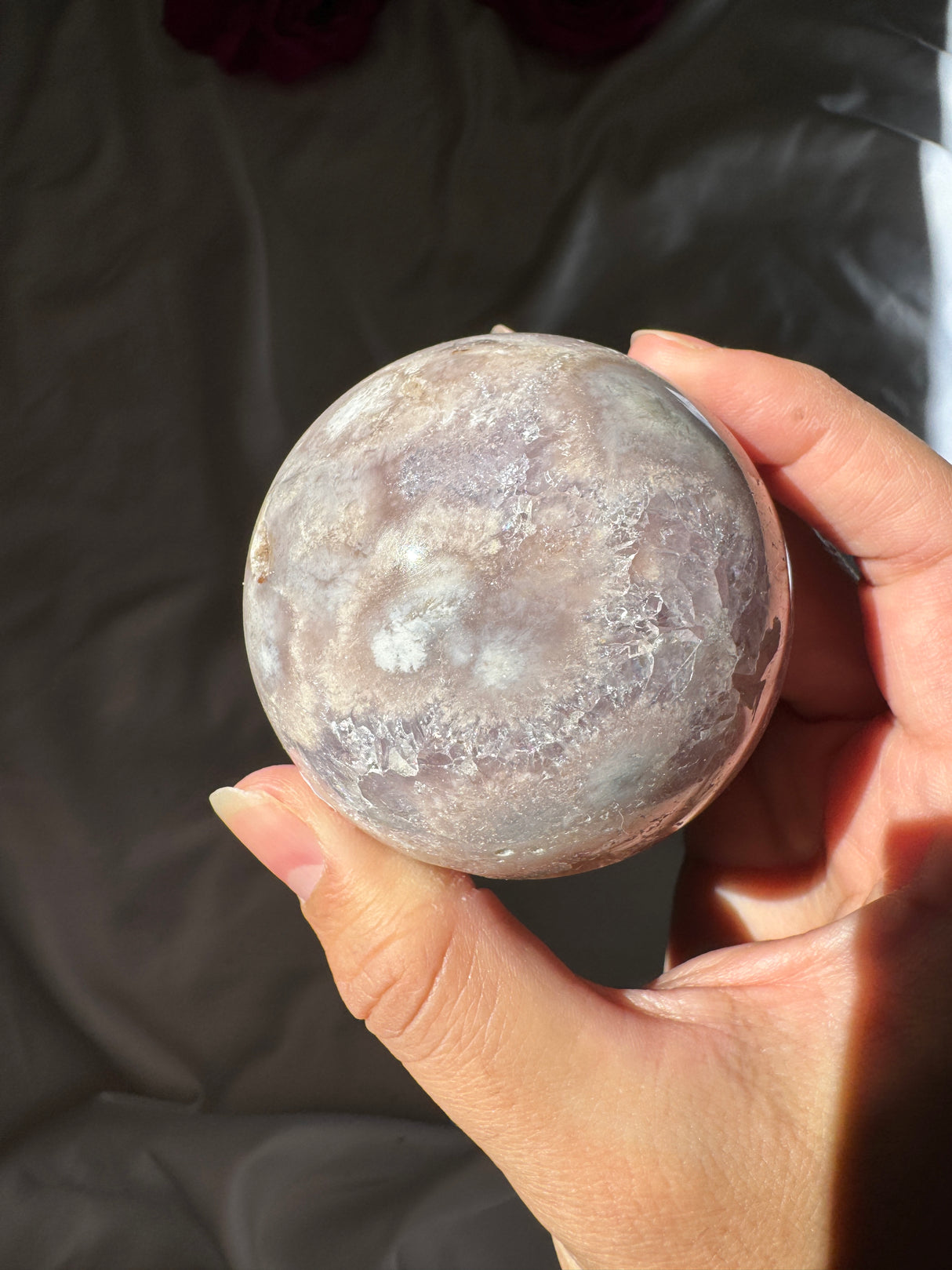 Flower Agate x Amethyst Sphere