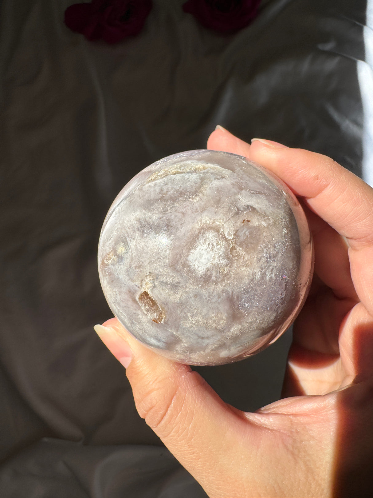 Flower Agate x Amethyst Sphere