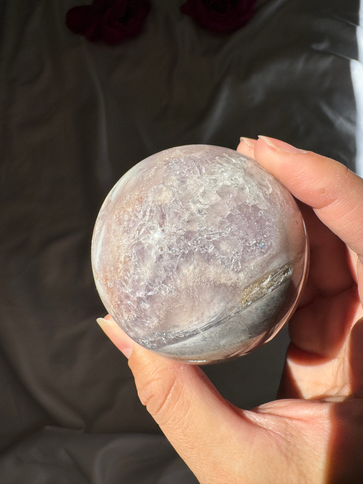 Flower Agate x Amethyst Sphere
