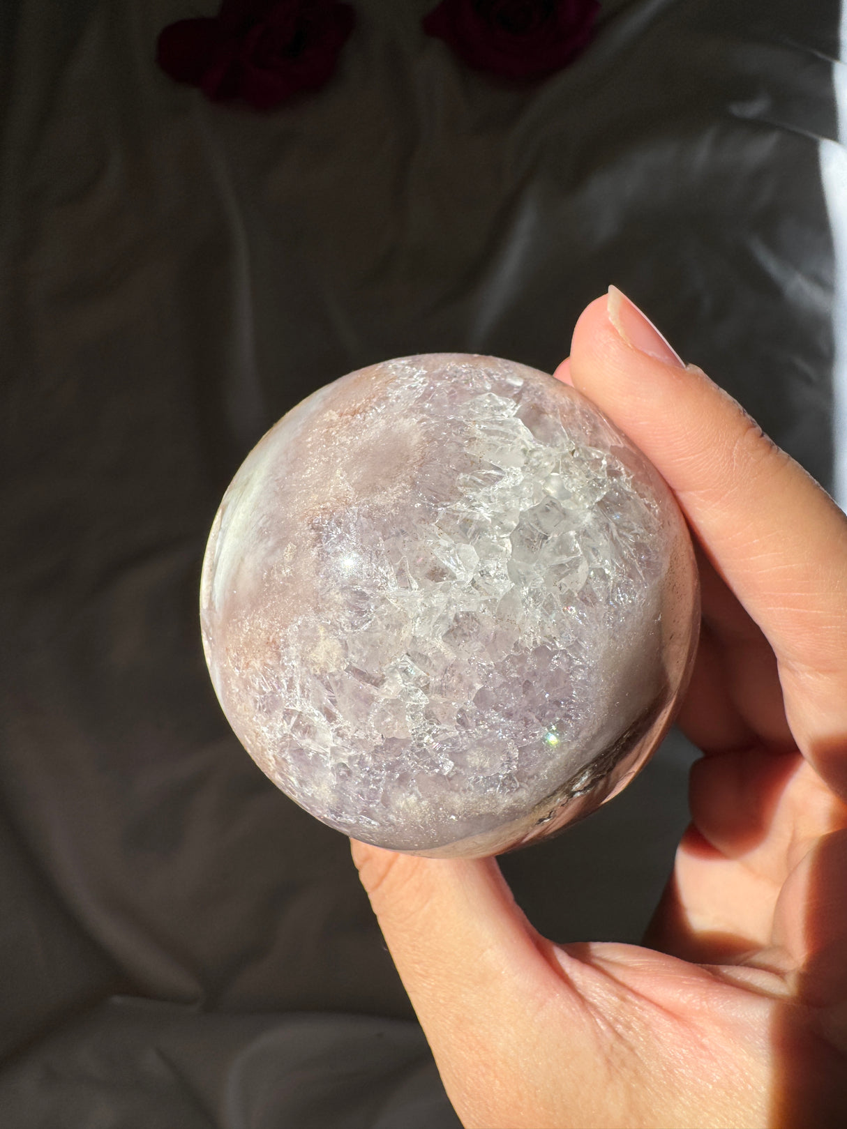 Flower Agate x Amethyst Sphere